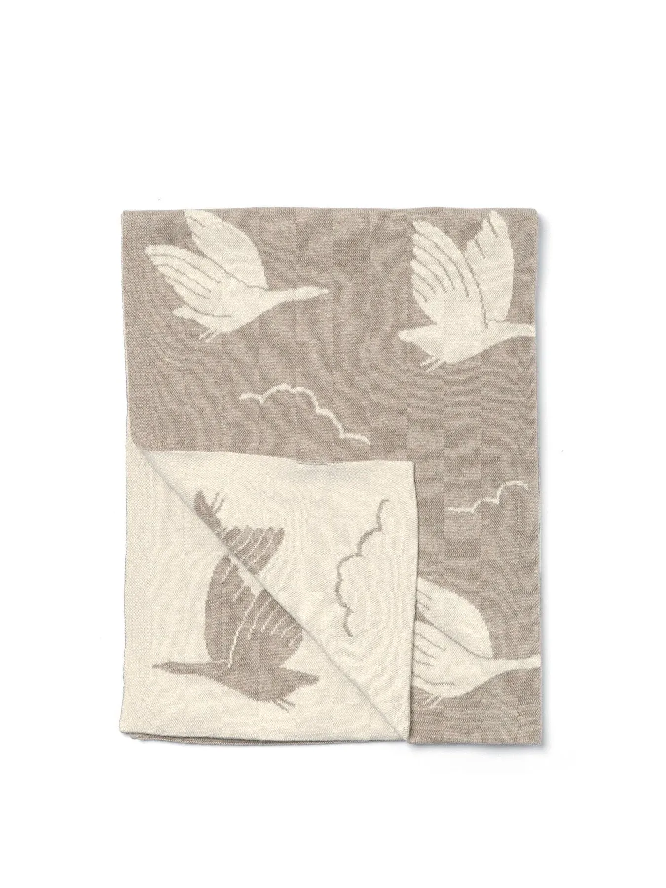 Knitted Baby Blanket Reversible - Neutral, Cotton