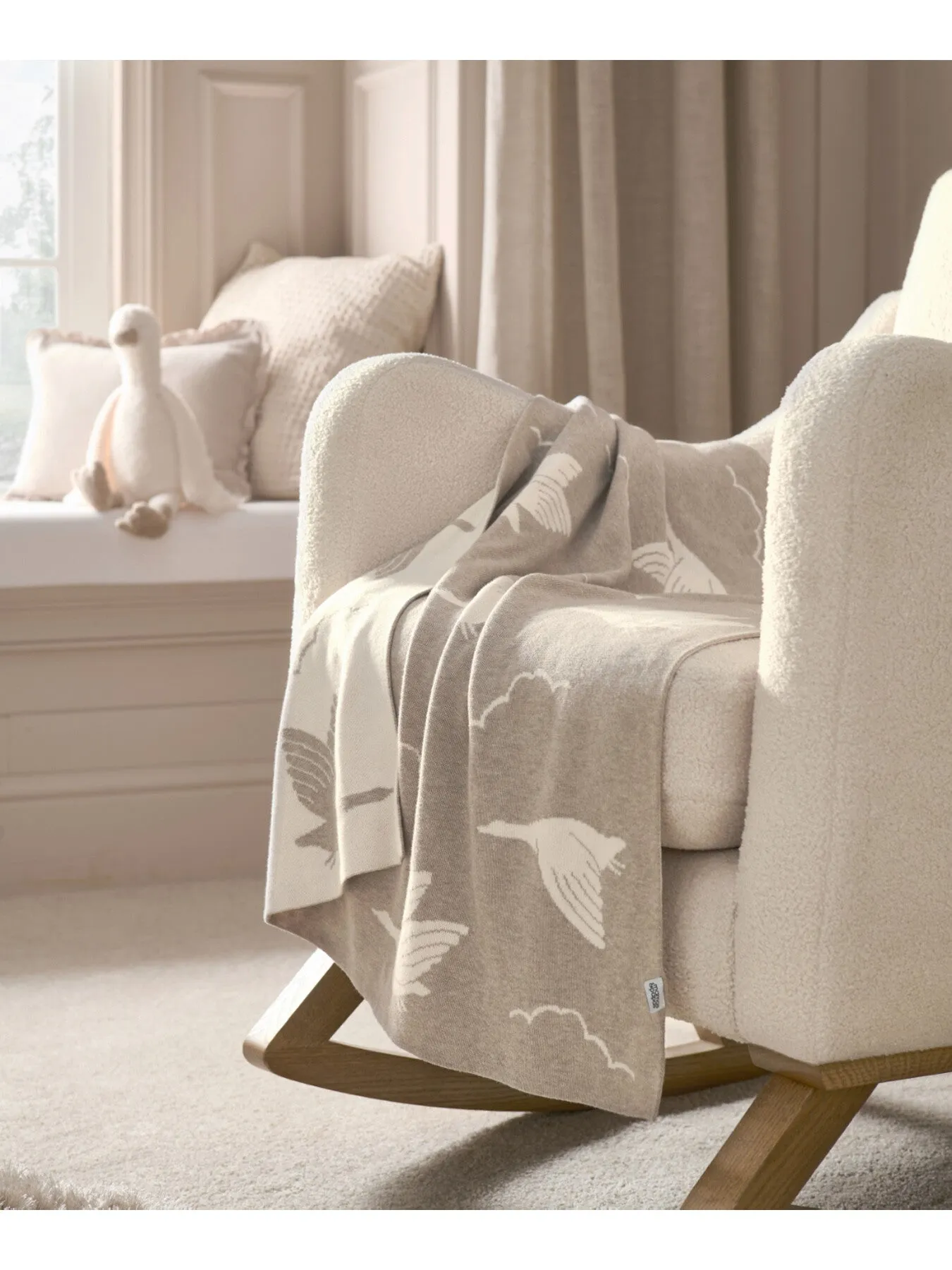 Knitted Baby Blanket Reversible - Neutral, Cotton