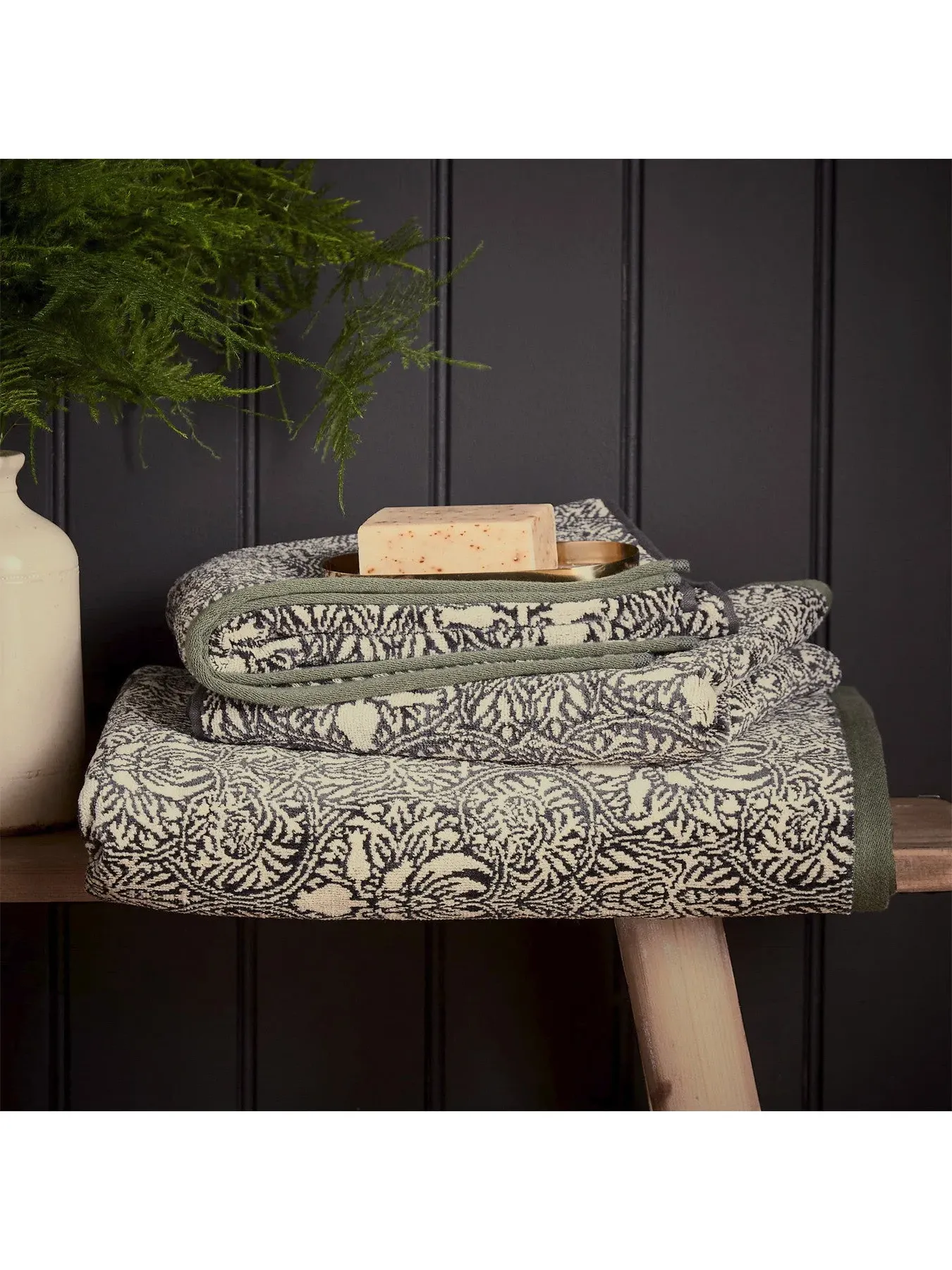 Bath Towel Jacquard Woven - Charcoal, Cotton