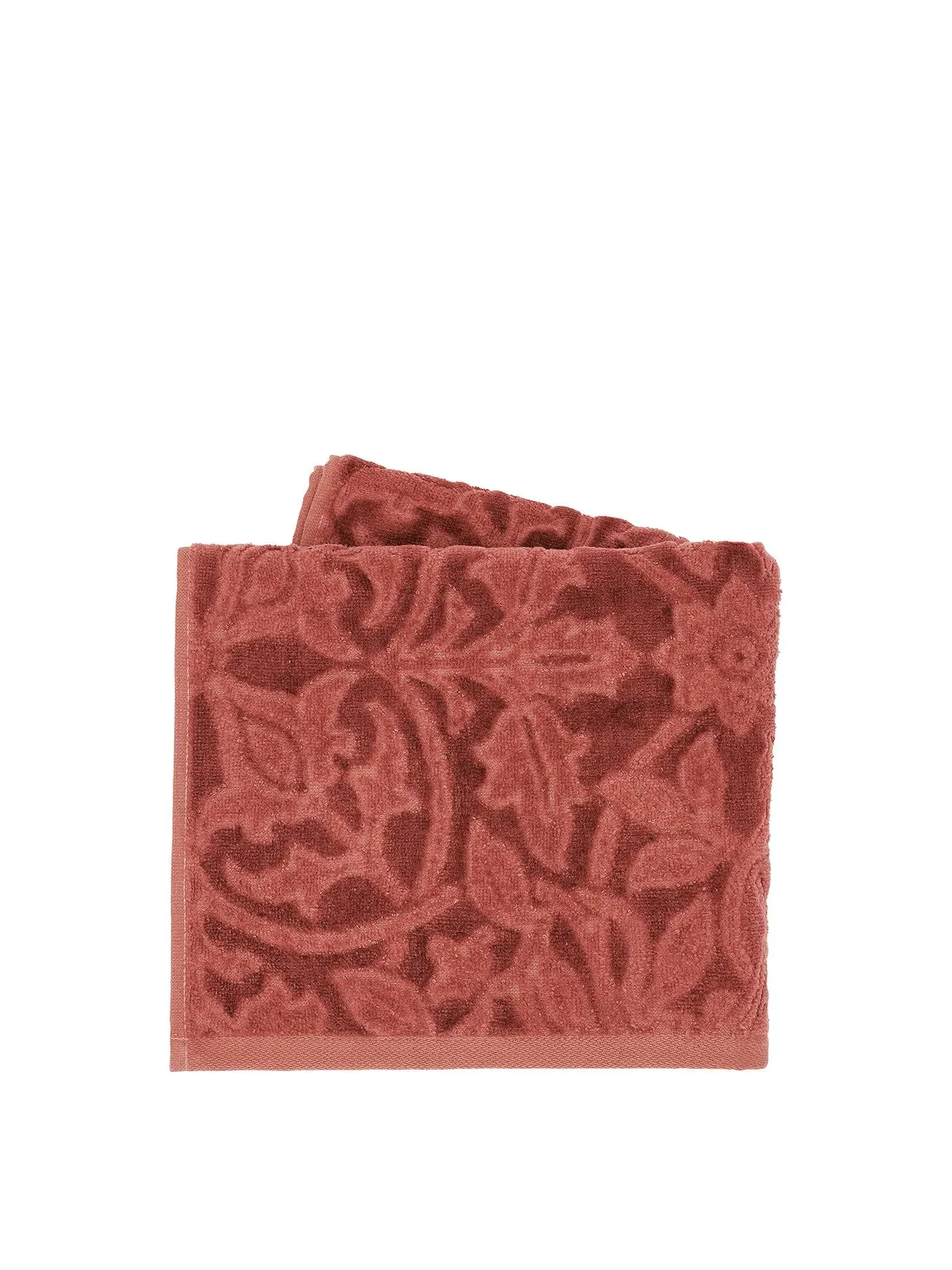Bath Towel with Floral Pattern - Red, Cotton