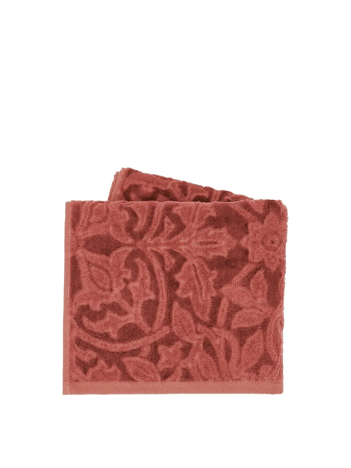 Bath Towel with Jacquard Pattern - Red, Cotton
