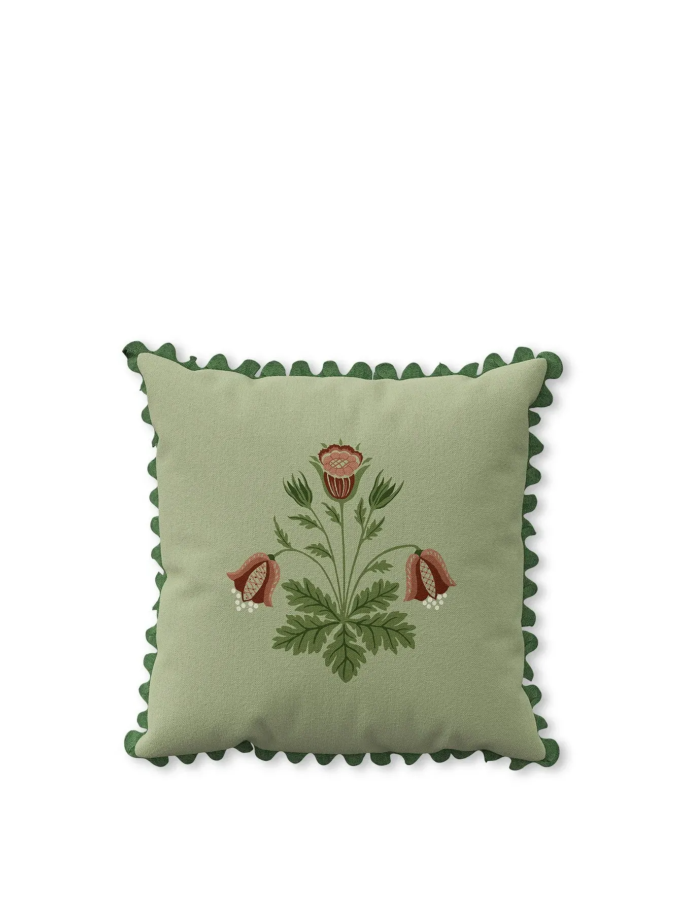 Rose Print Cushion - Green image
