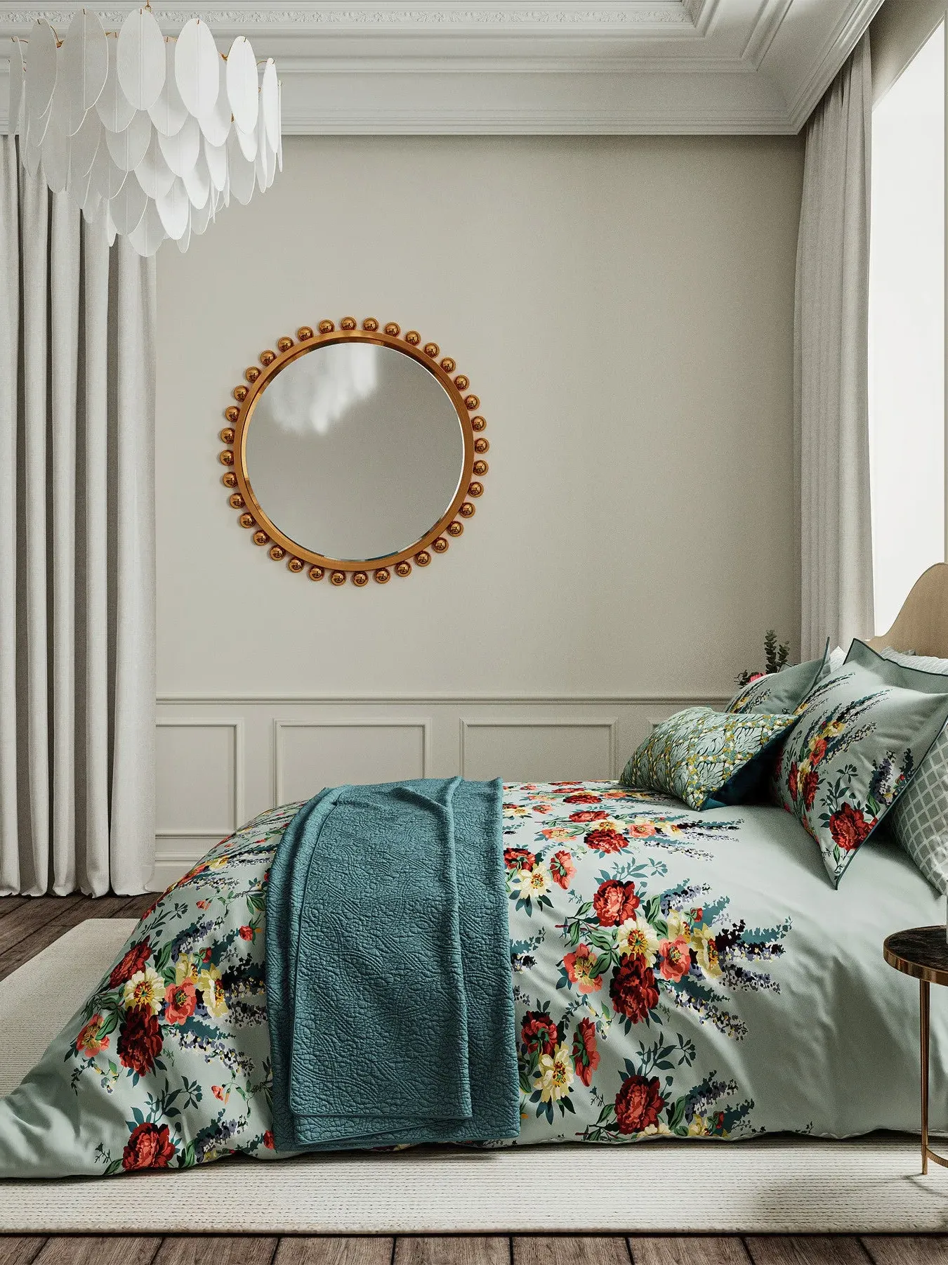Single Duvet Cover Set - Teal, Botanical Print image