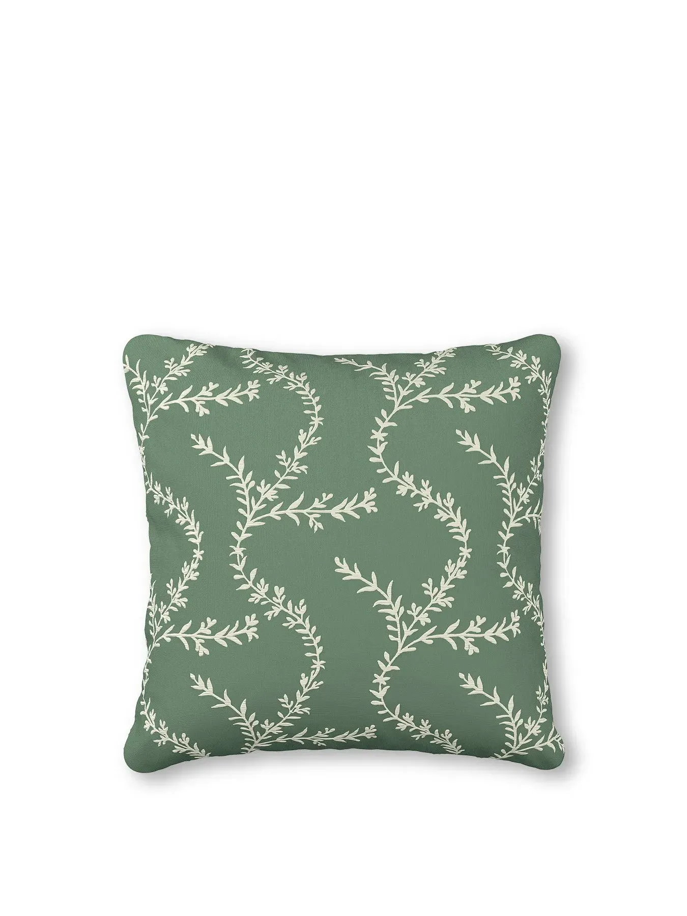 Square Cushion with Chikan Design - Green image