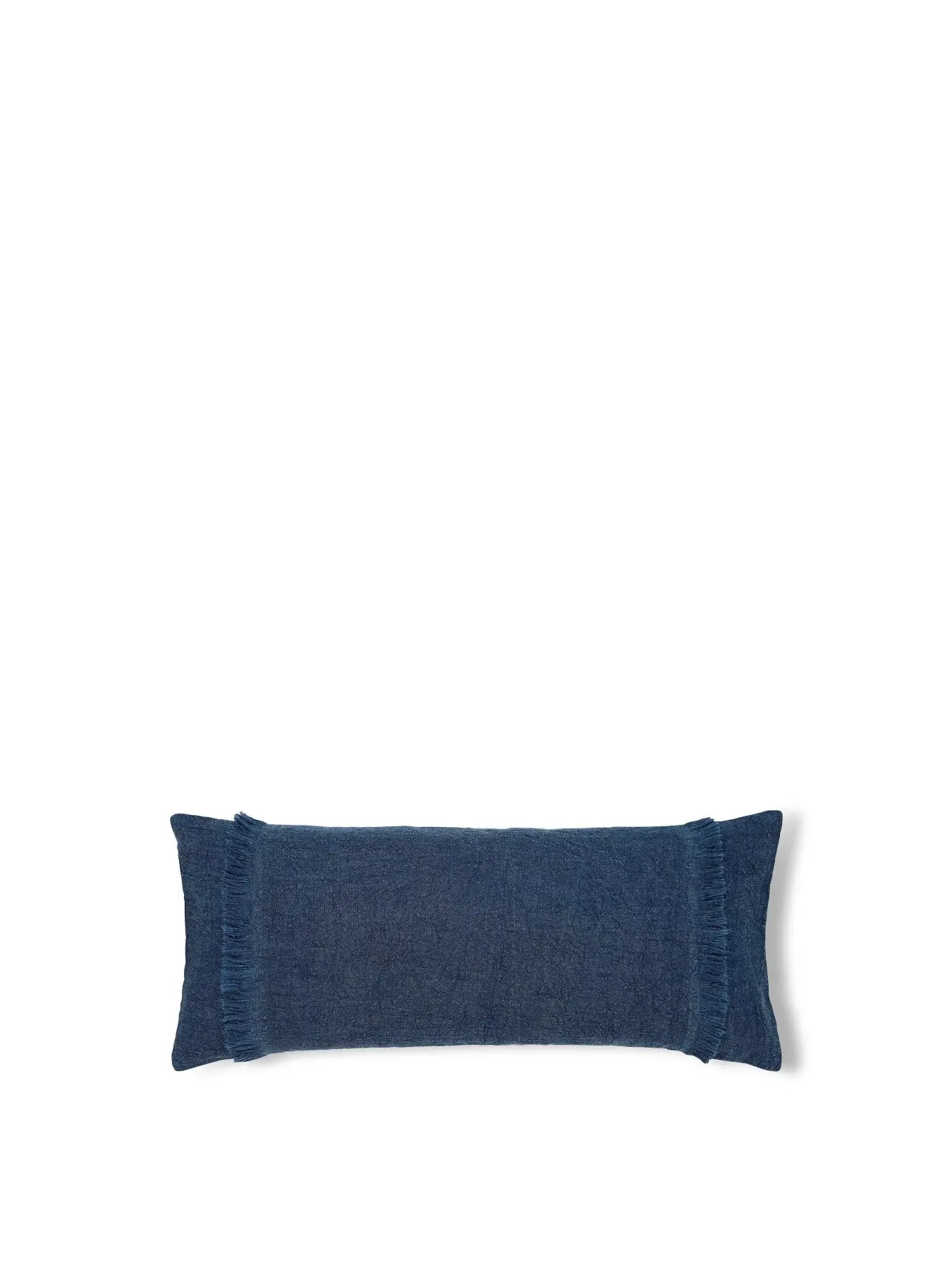 Square Cushion with Fringe - Blue, Linen image