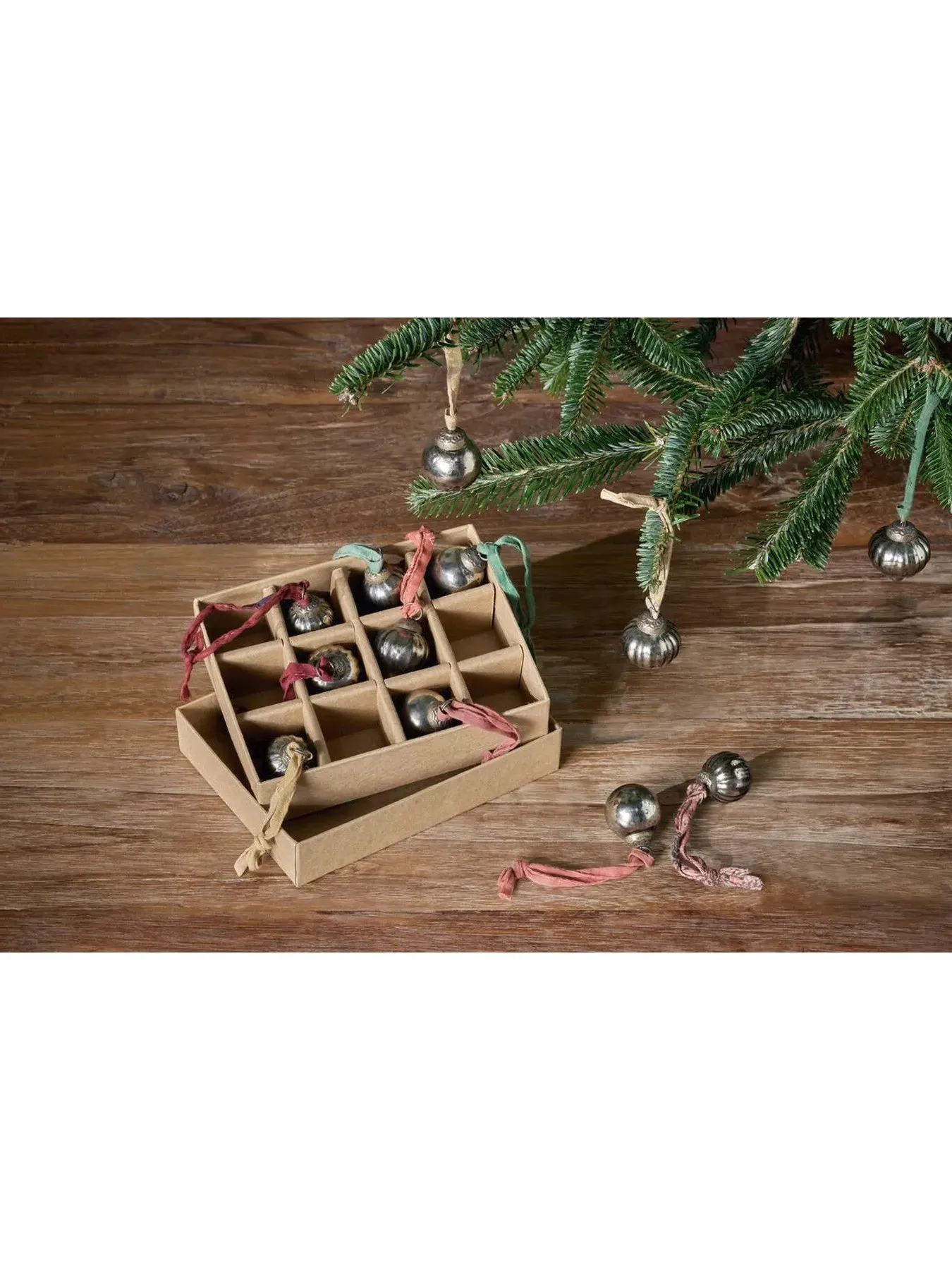 12-Piece Dew Drop Baubles - Antique Gold, Glass