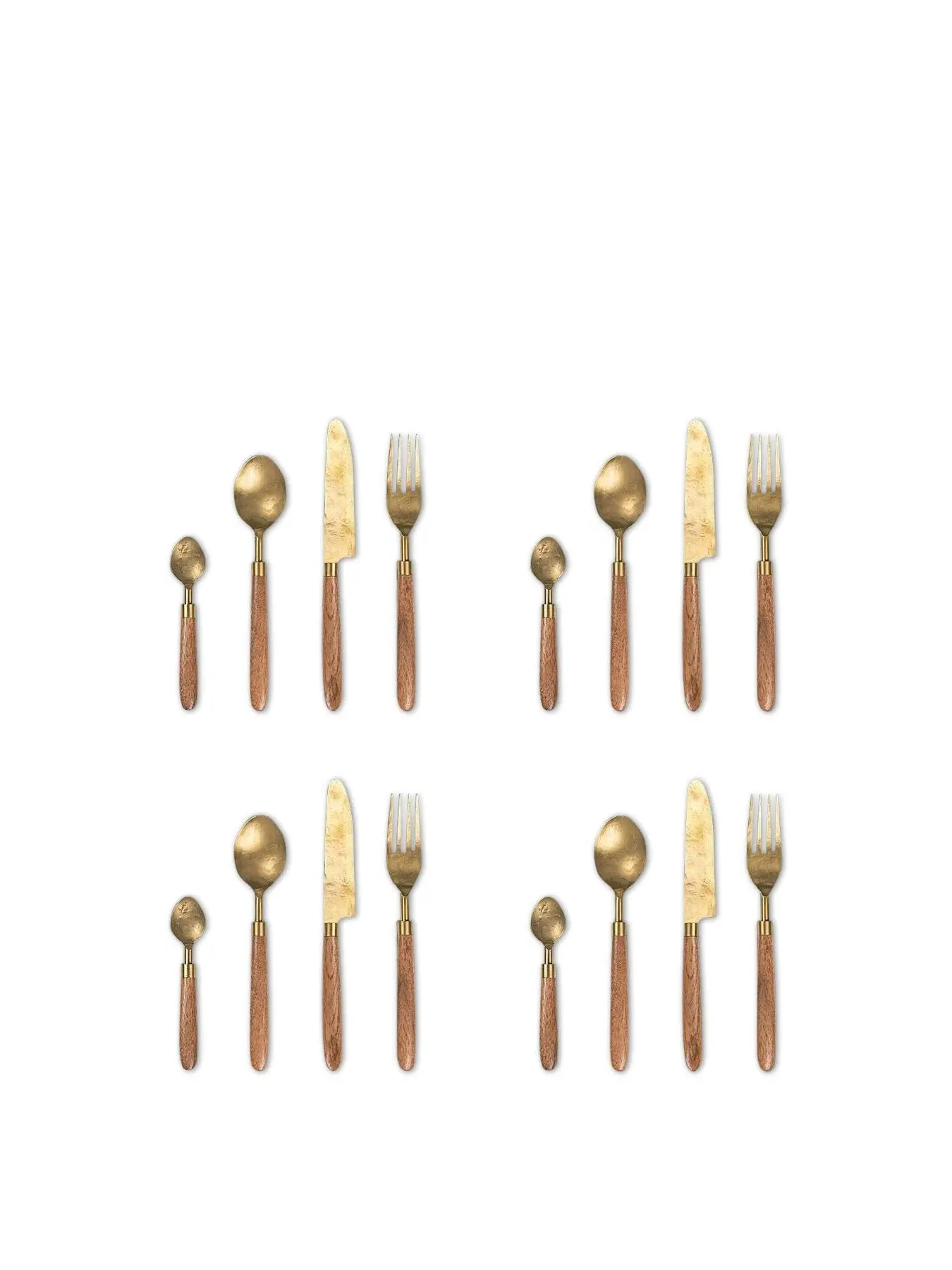 16-Piece Cutlery Set - Gold, Acacia Wood image