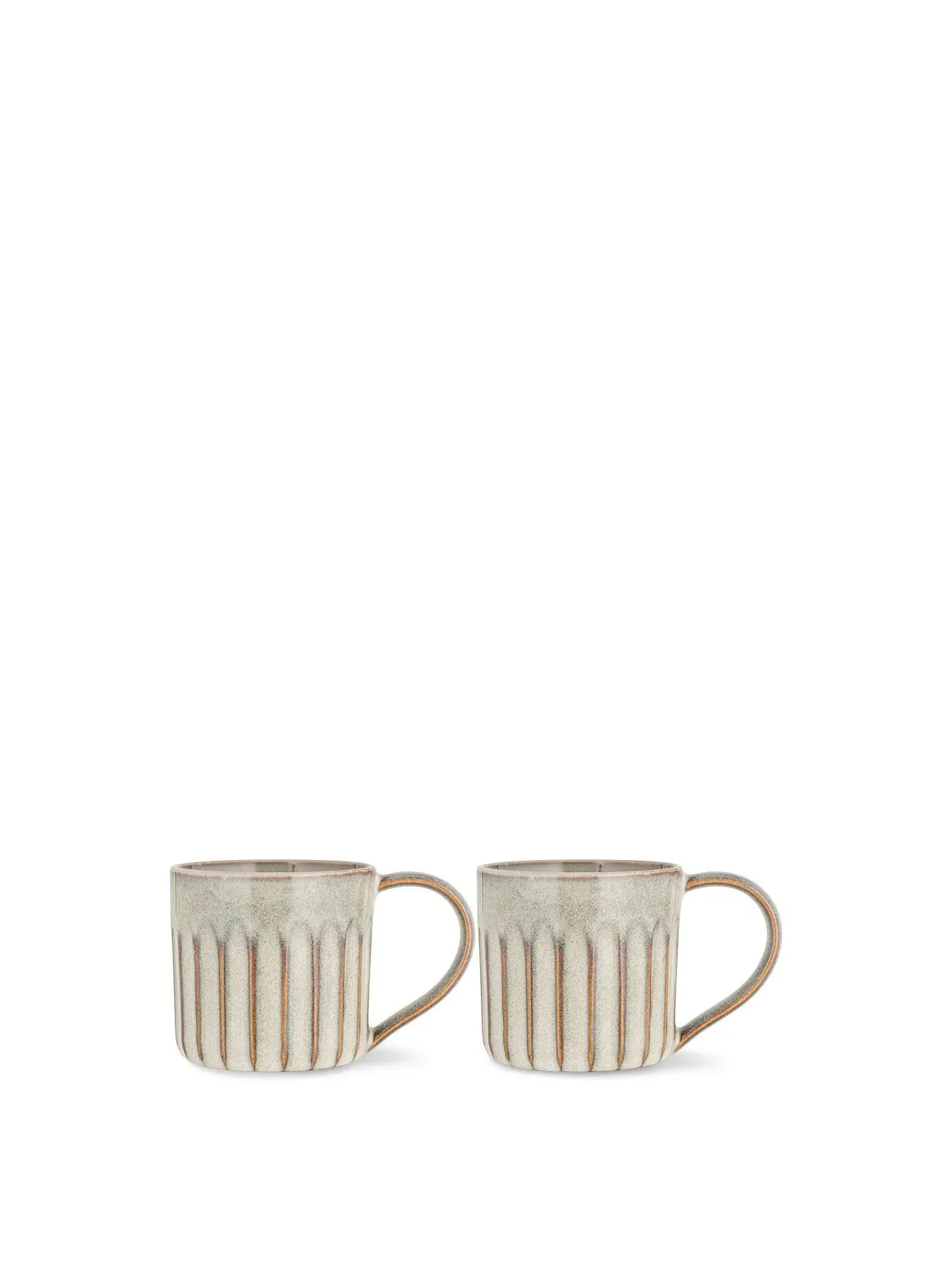 2-Piece Mug Set with Grooved Design - Natural image