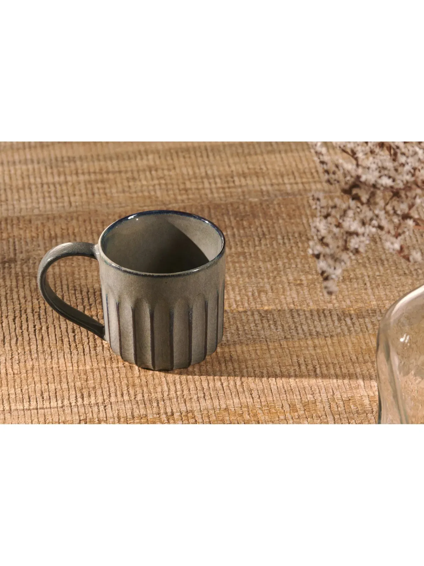 2-Piece Mug Set with Grooved Design - Pewter