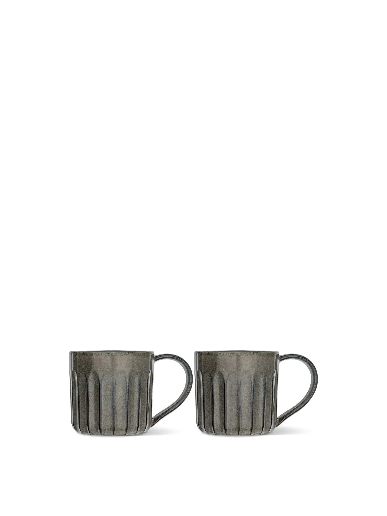 2-Piece Mug Set with Grooved Design - Pewter image