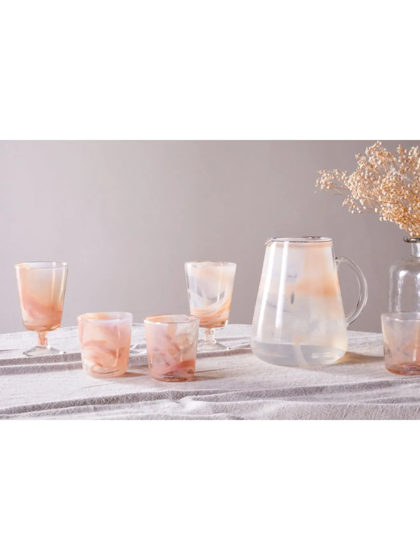 4-Piece Wine Glass Set - Apricot, Marble Swirl
