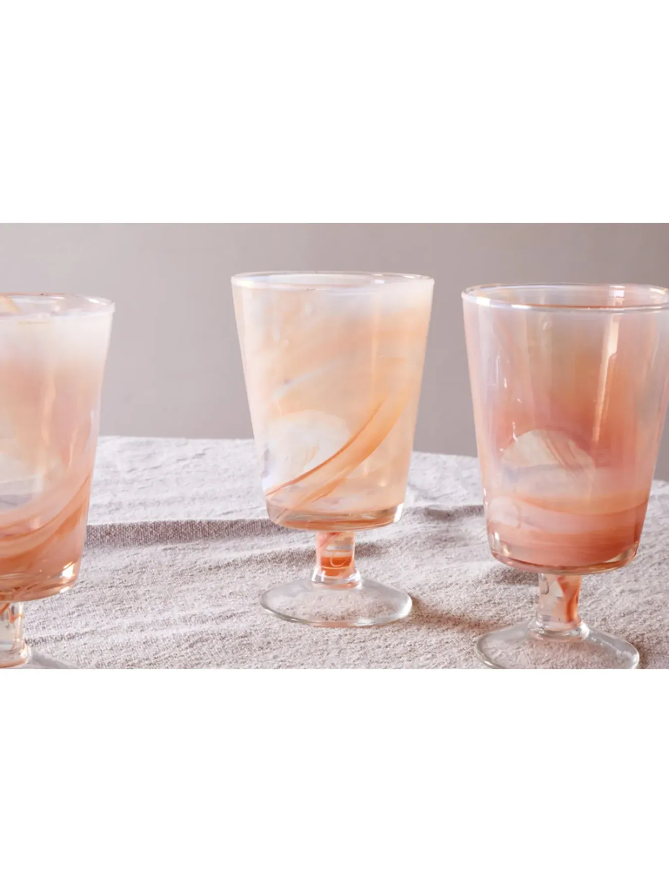 4-Piece Wine Glass Set - Apricot, Marble Swirl