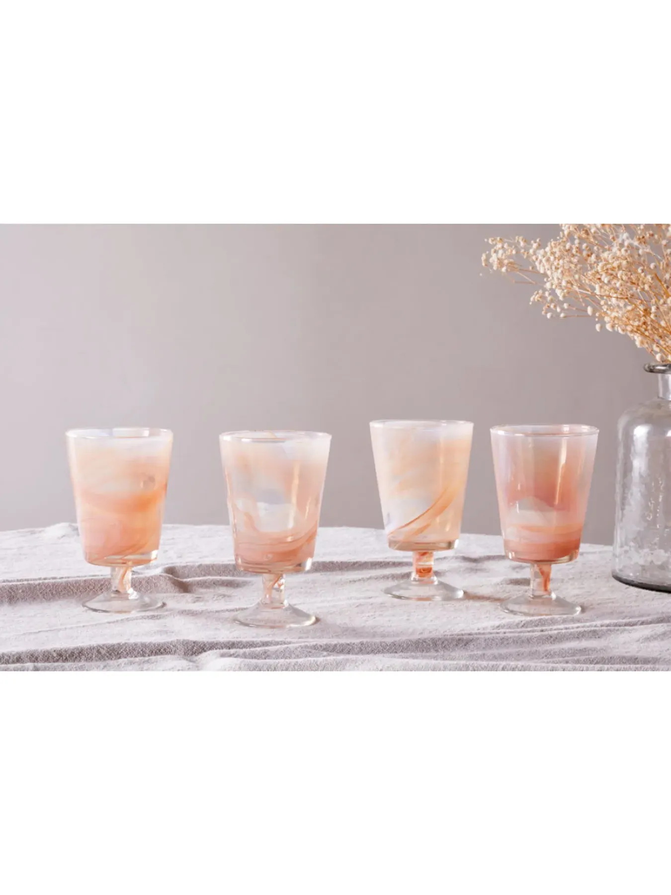 4-Piece Wine Glass Set - Apricot, Marble Swirl