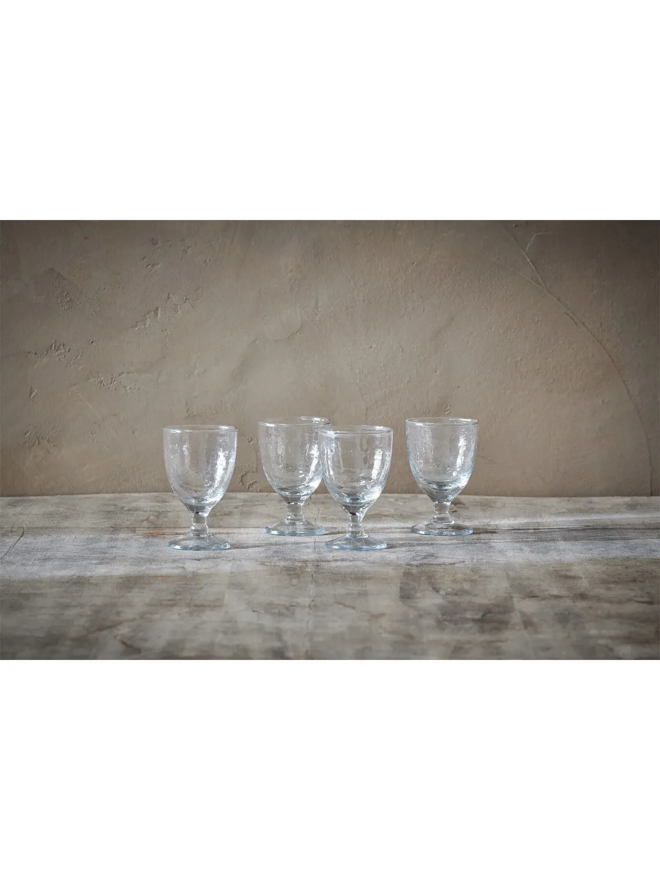 4-Piece Wine Glass Set Hammered - Clear Glass