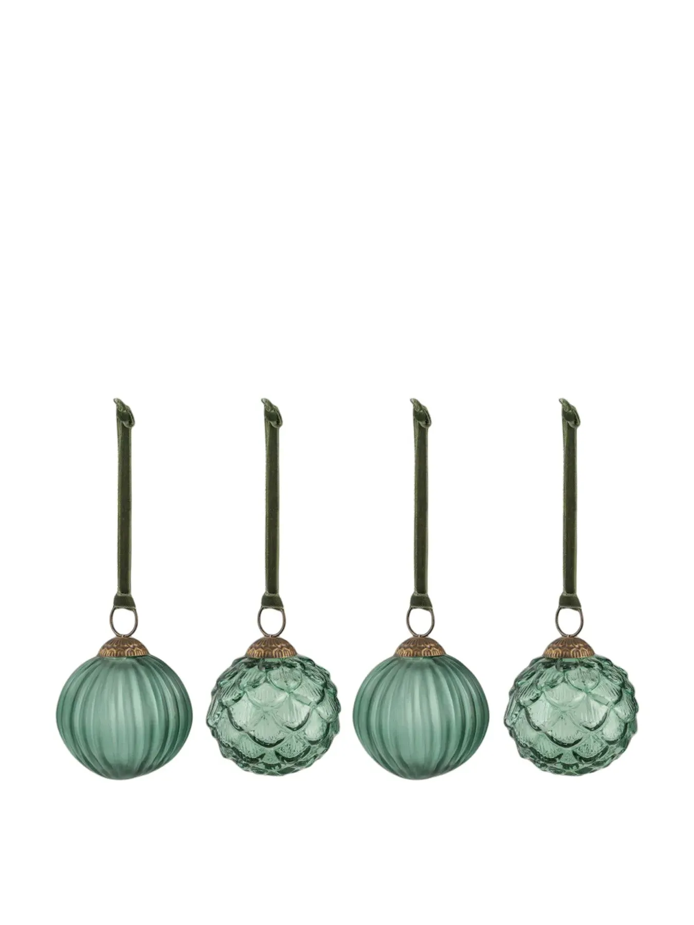 Christmas Baubles Set of 4 - Green, Glass image
