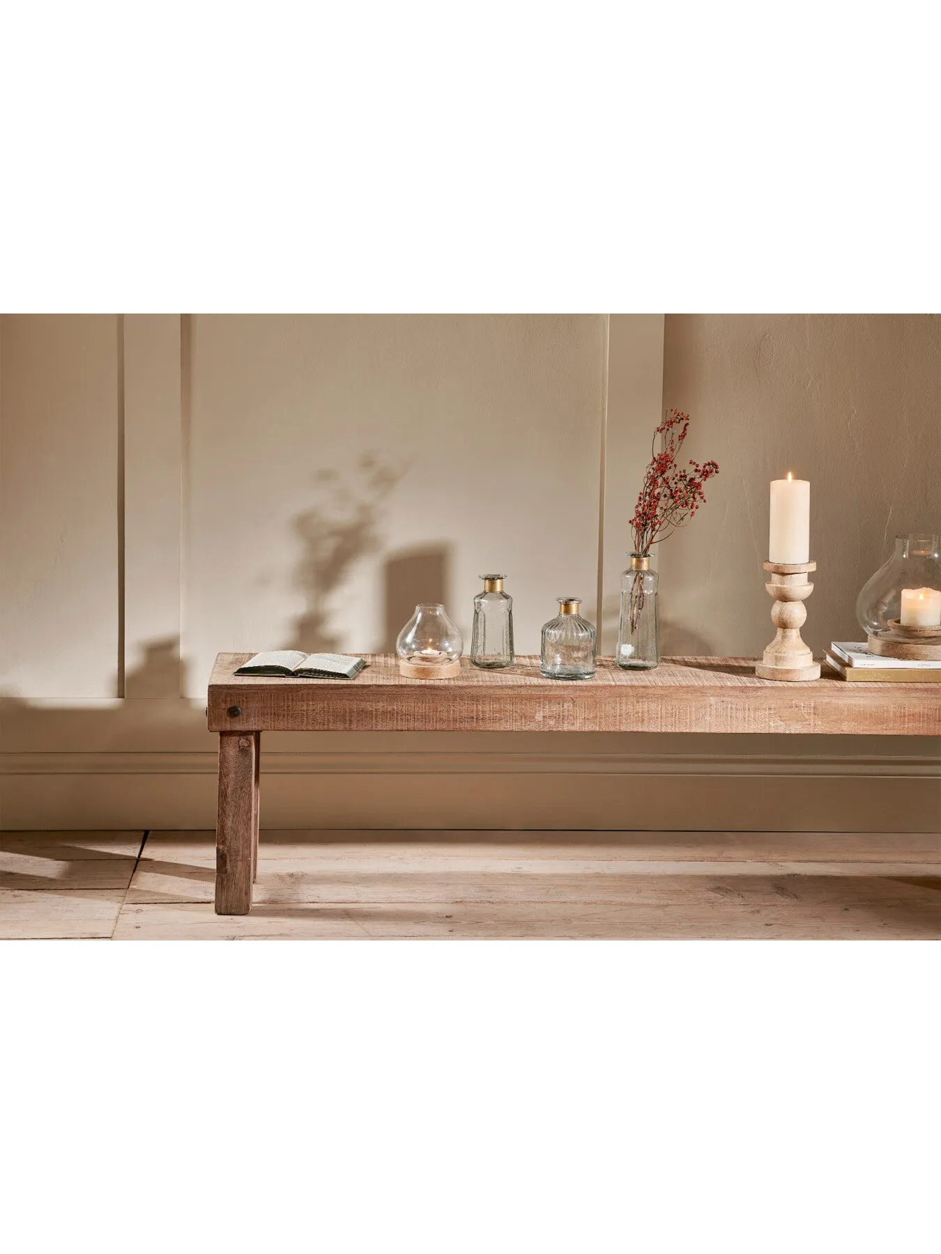 Chunky Candlestick with Curves - Natural, Mango Wood