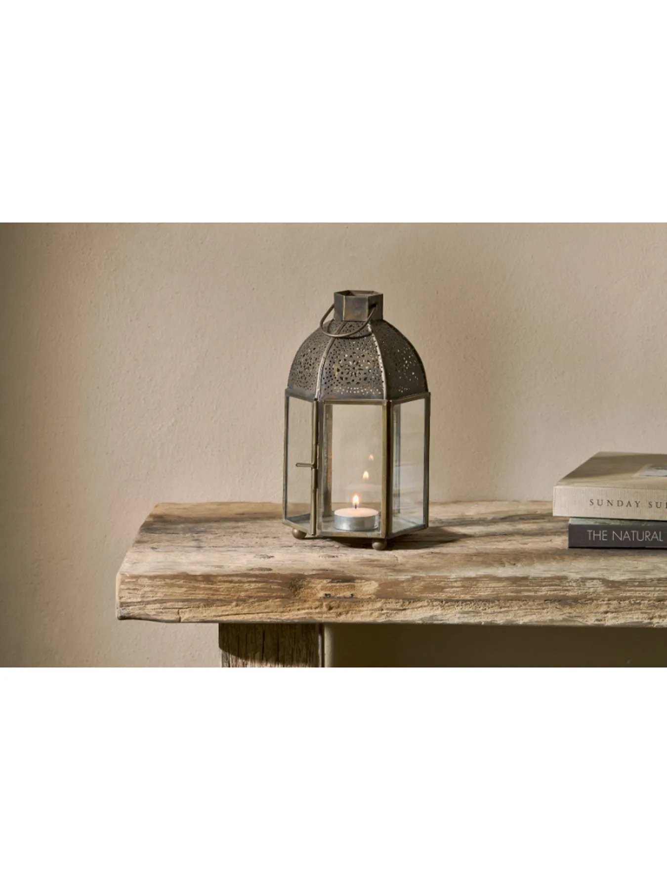 Decorative Lantern with Handle - Silver, Metal