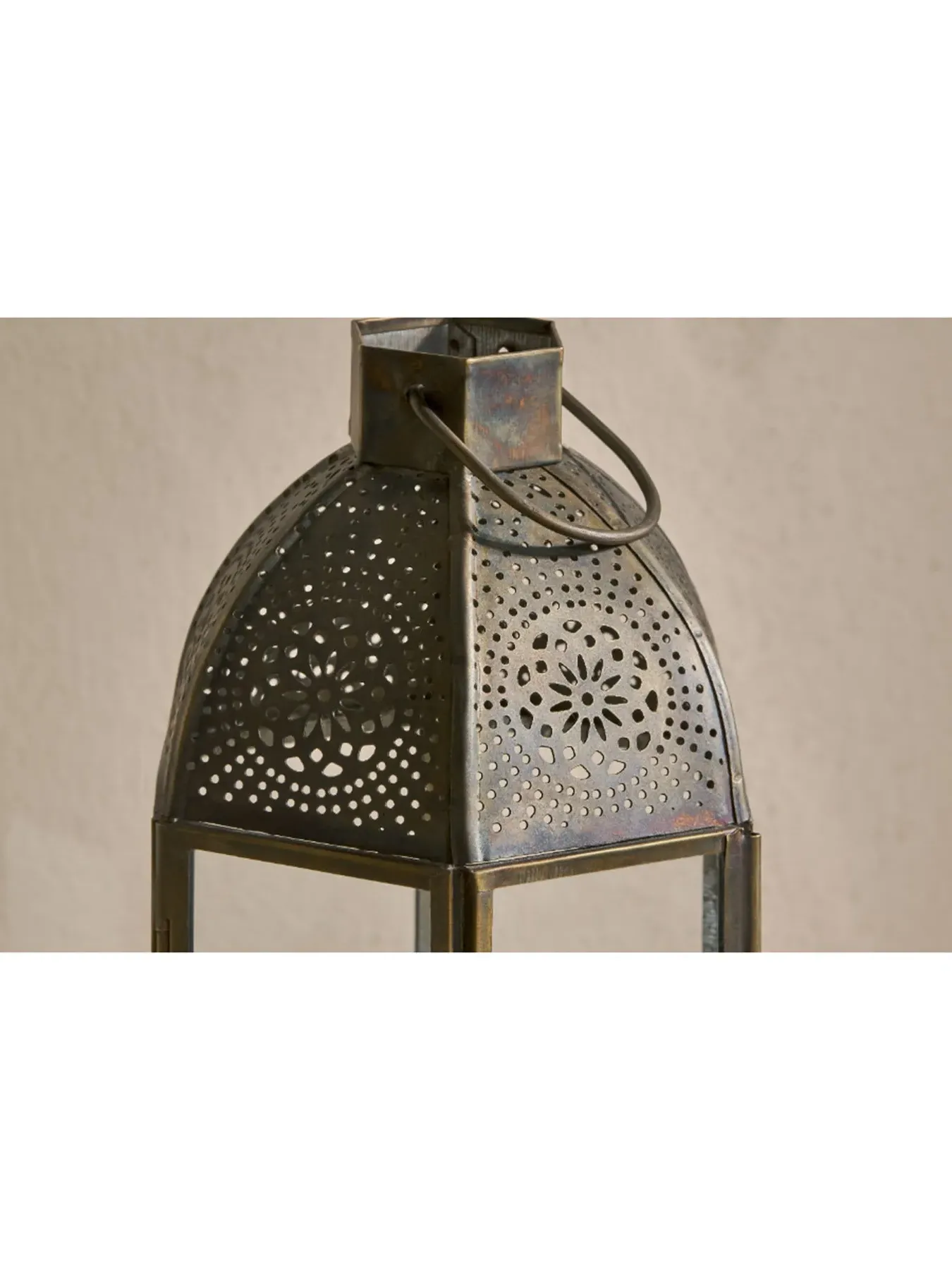 Decorative Lantern with Handle - Silver, Metal