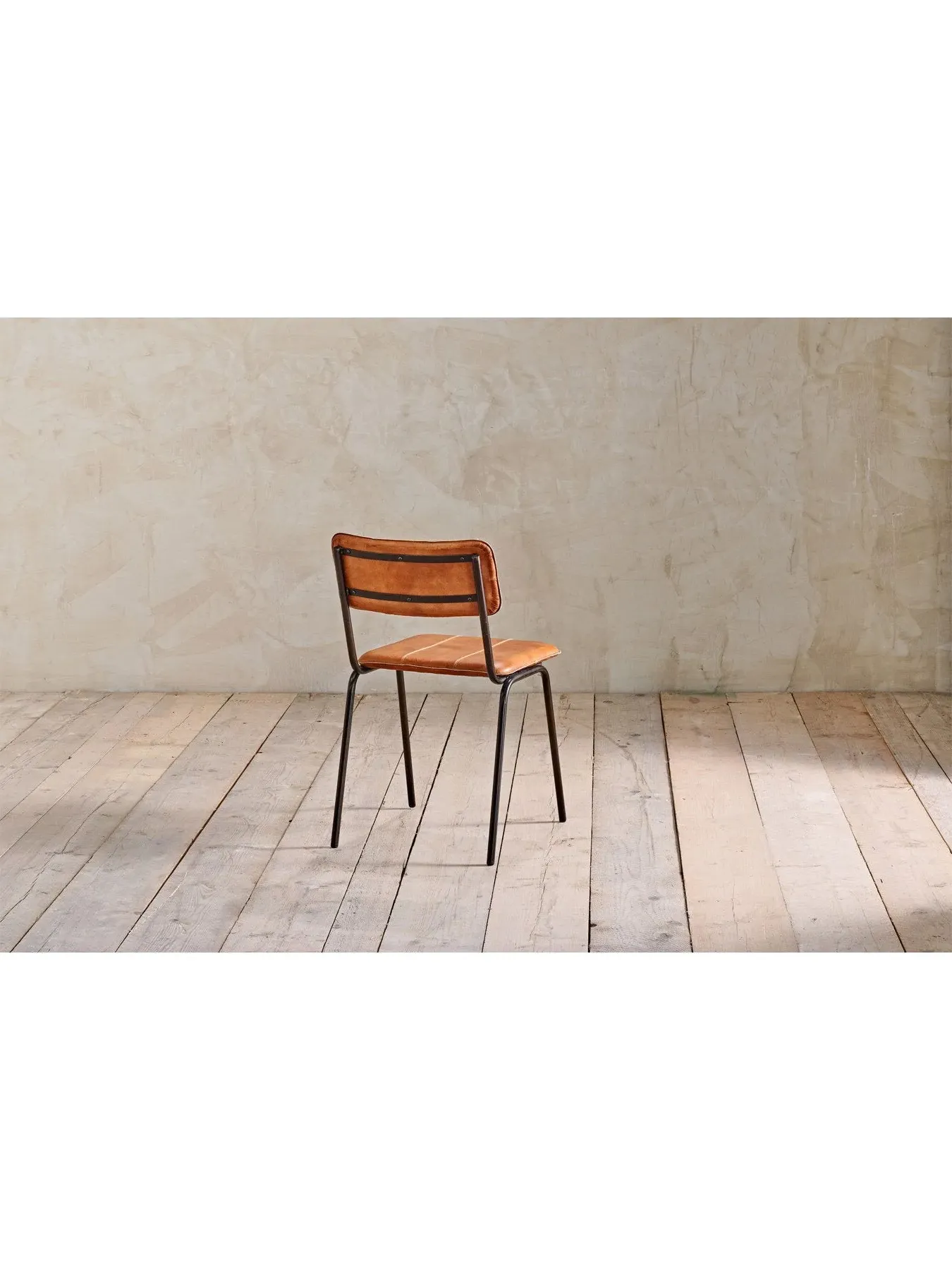 Dining Chair with Stitching - Aged Tan, Leather
