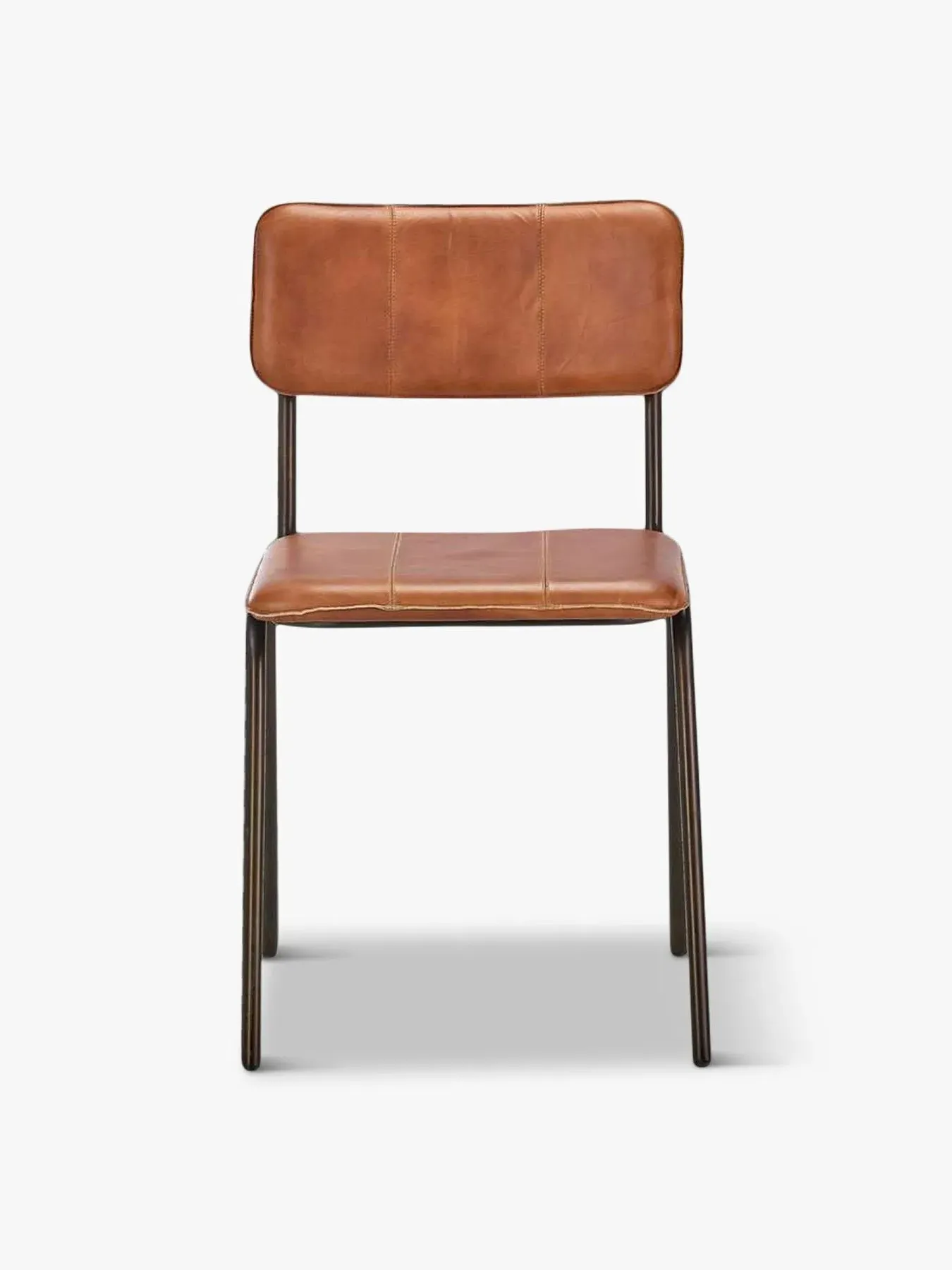 Dining Chair with Stitching - Aged Tan, Leather image