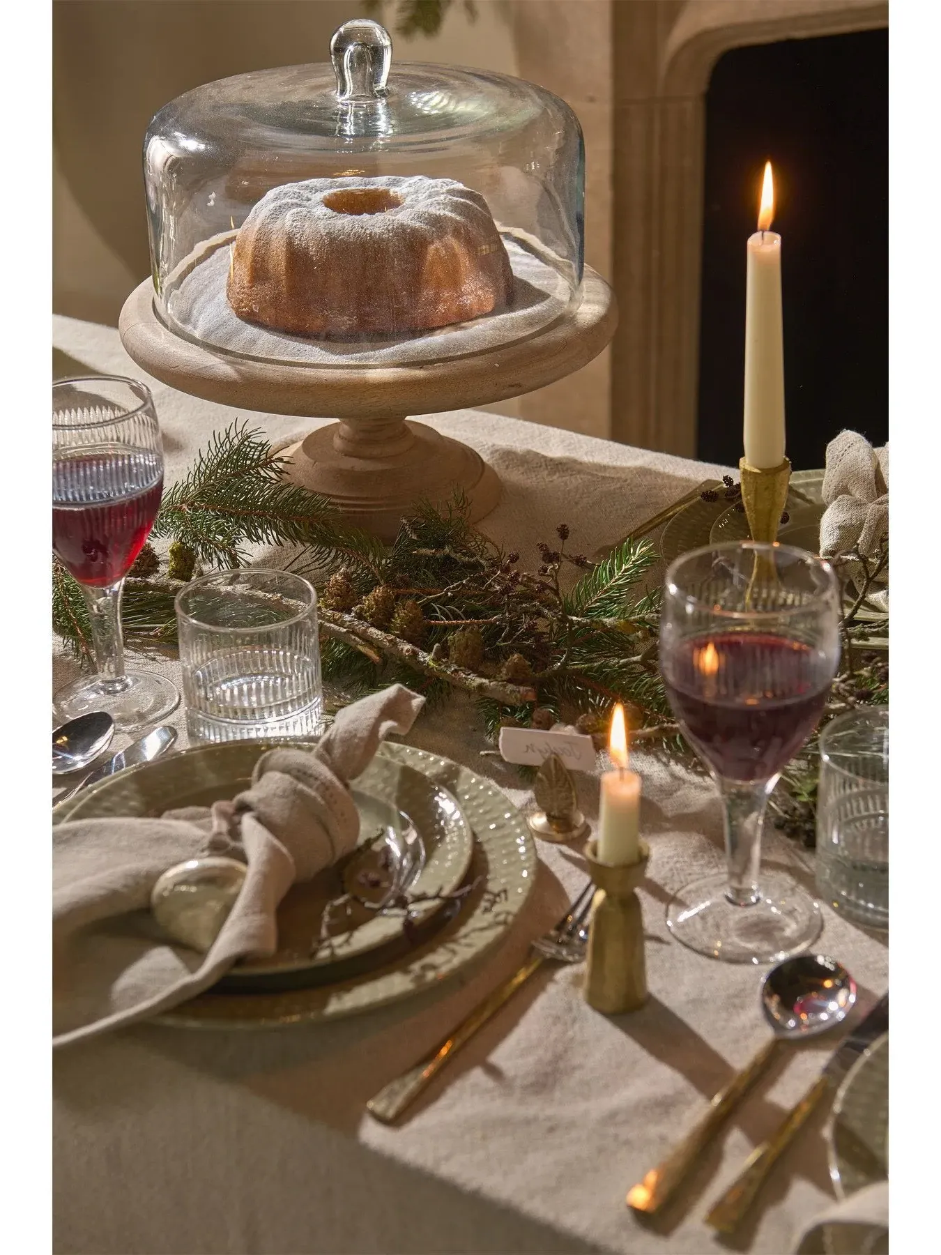 Glass Dome Cake Stand - Clear, Mango Wood