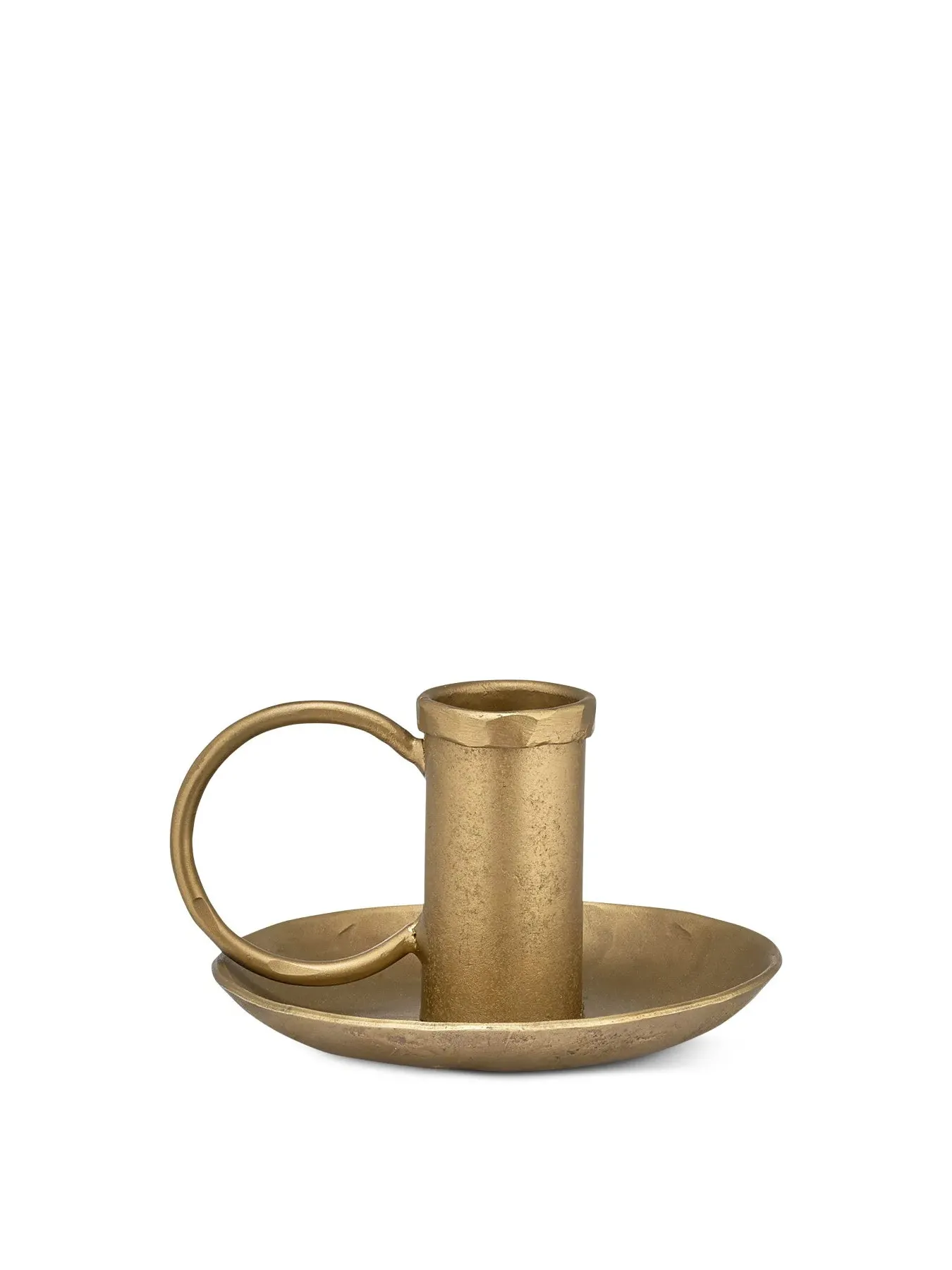 Iron Candlestick with Handle - Brass image