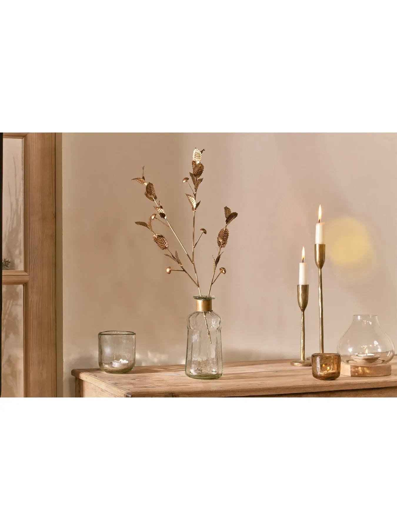 Large Hammered Bottle Decorative - Brass