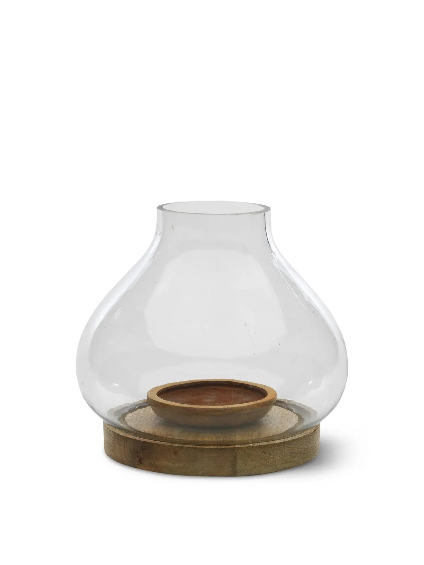 Large Lantern with Glass Bulb - Natural, Mango Wood image