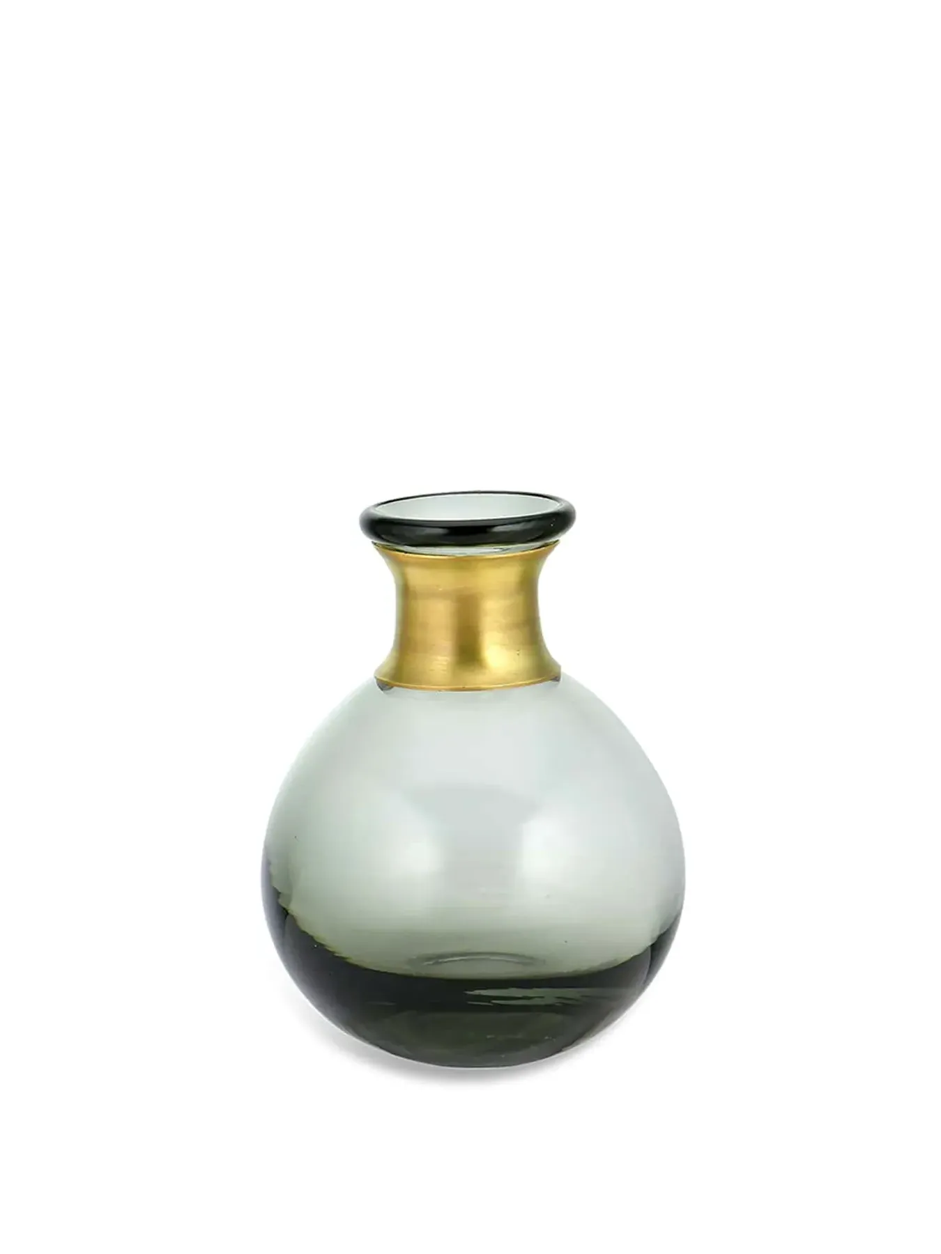 Mini Glass Vase with Golden Ring - Smoke