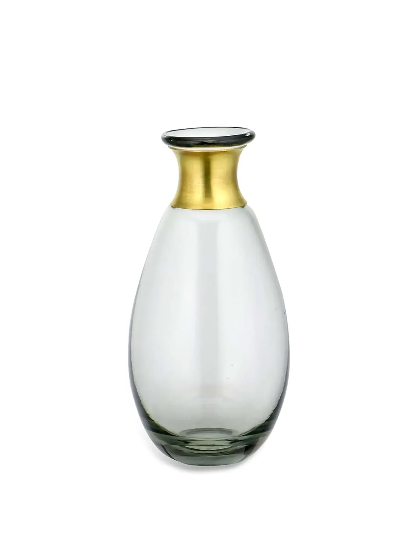 Mini Glass Vase with Golden Ring - Smoke image