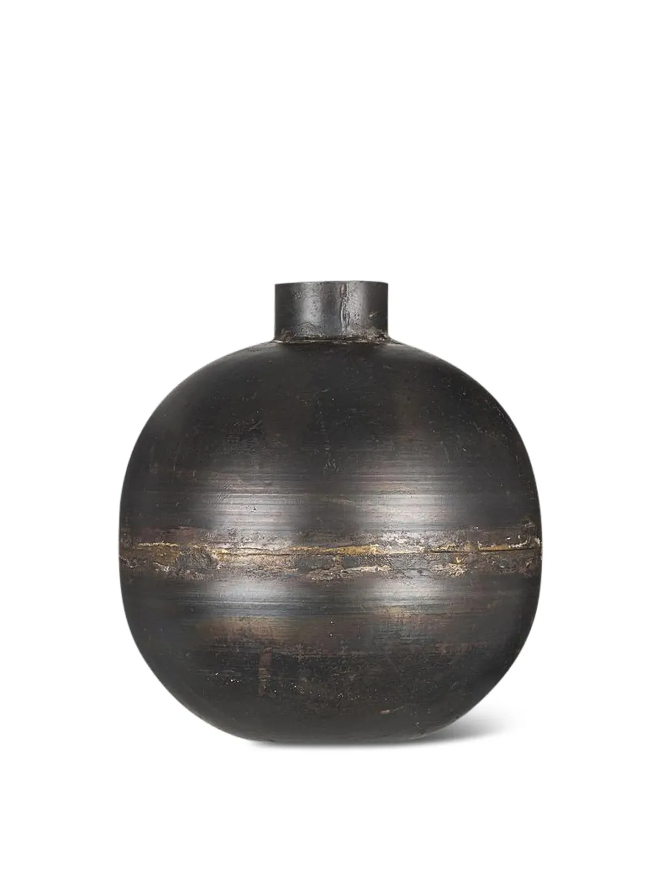 Round Vase with Recycled Design - Black, Iron image