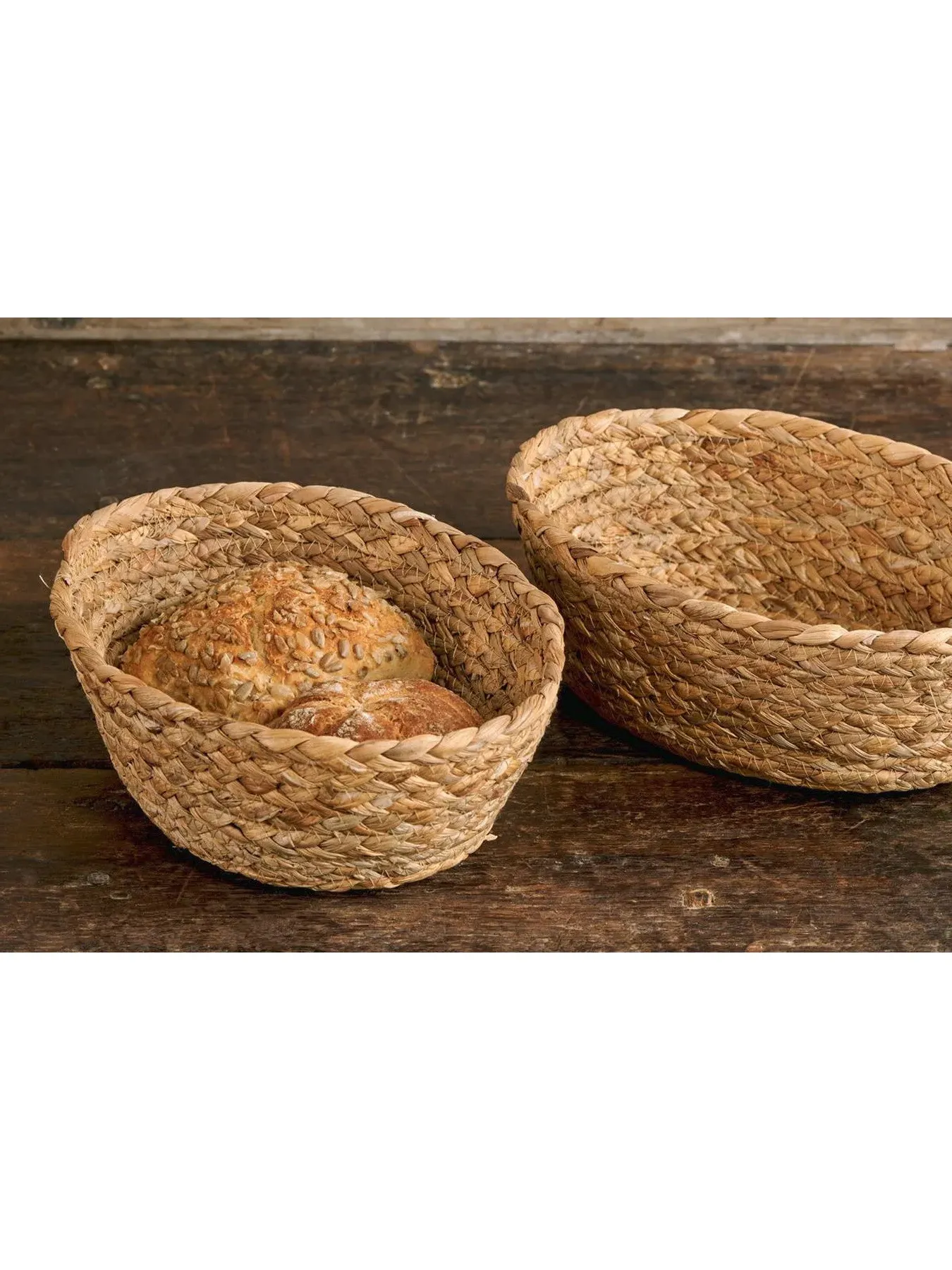 Set of 2 Bread Baskets with Handles - Natural