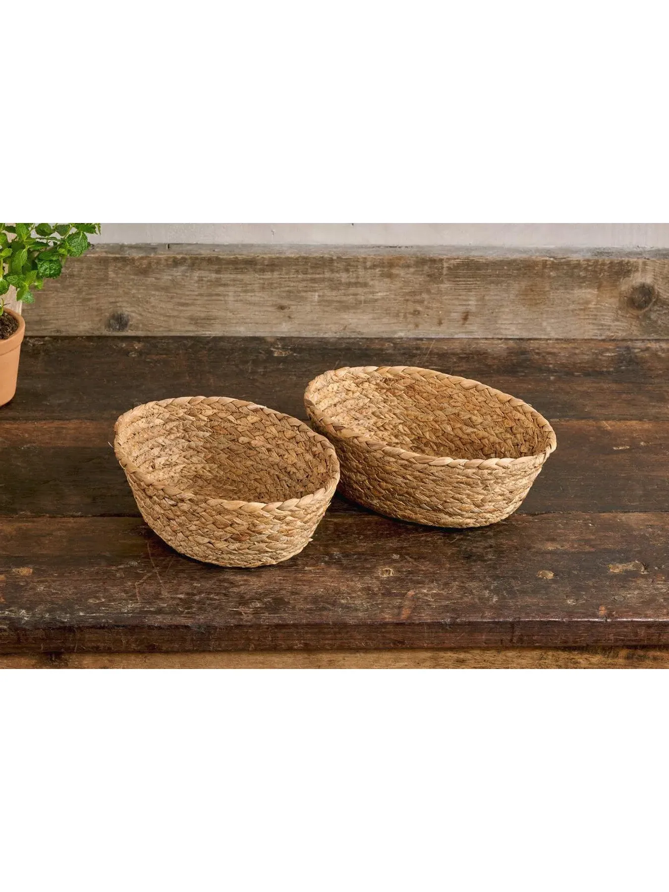 Set of 2 Bread Baskets with Handles - Natural