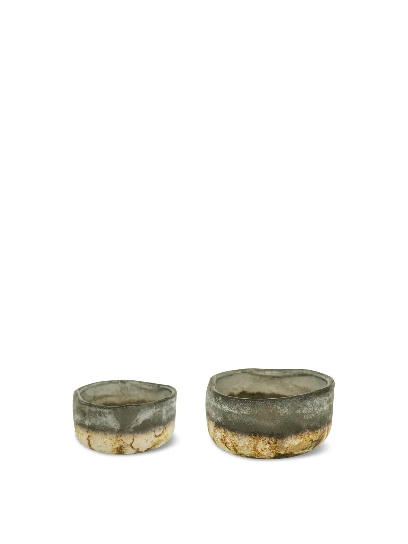Set of 2 Glass Tealights - Grey, Recycled Glass image