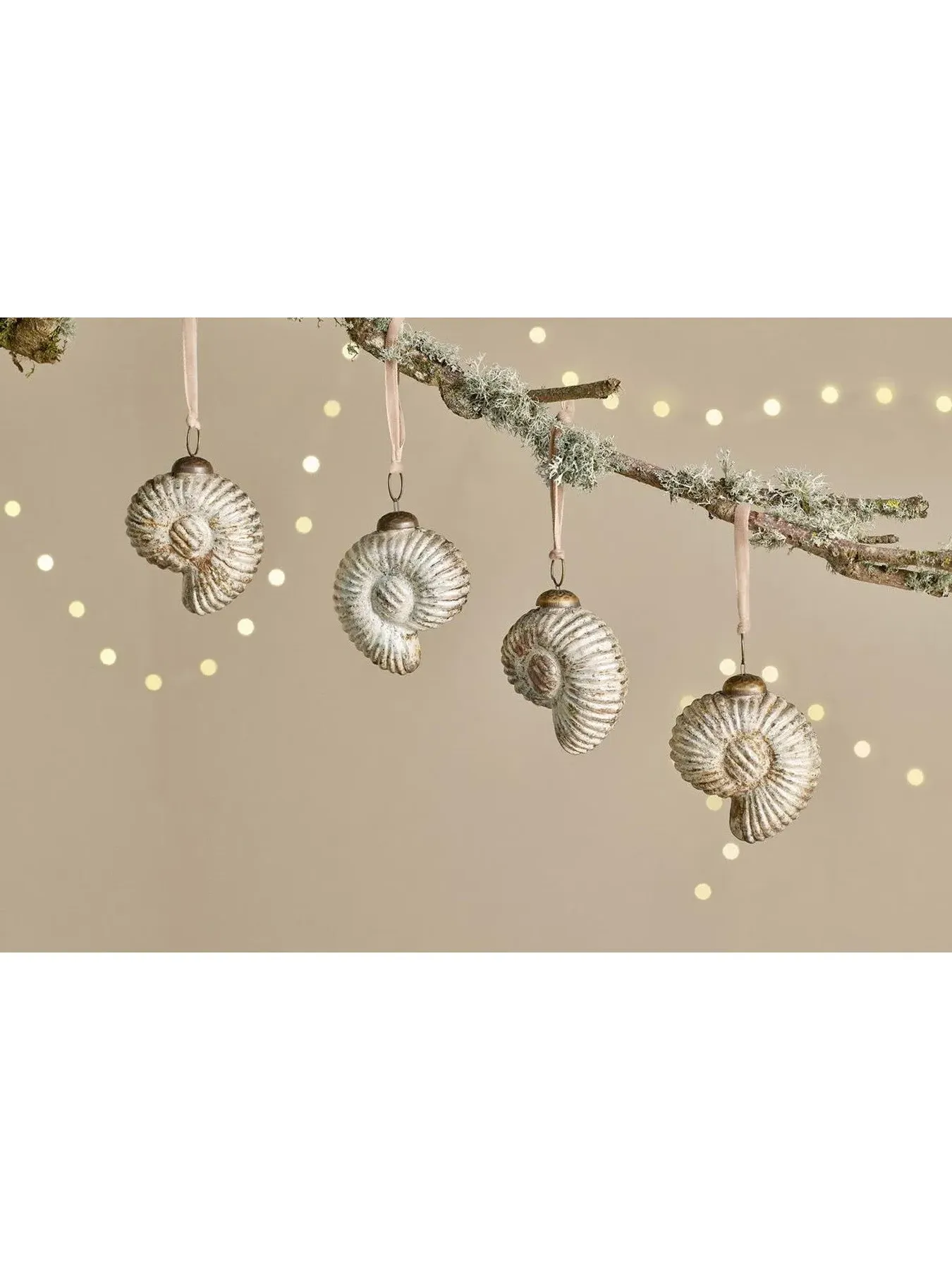 Shell Baubles Set of 4 - Rustic Gold, Glass