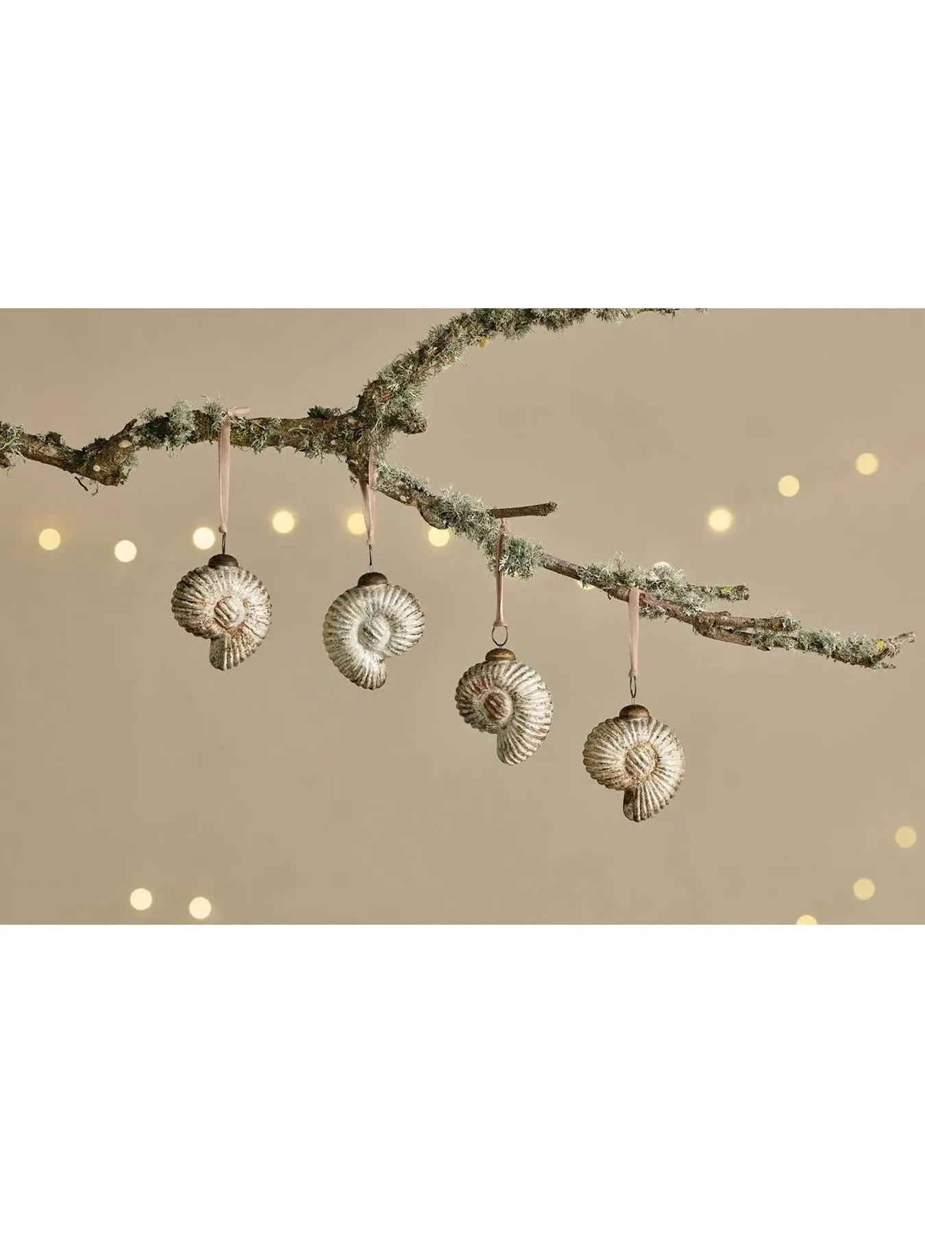 Shell Baubles Set of 4 - Rustic Gold, Glass