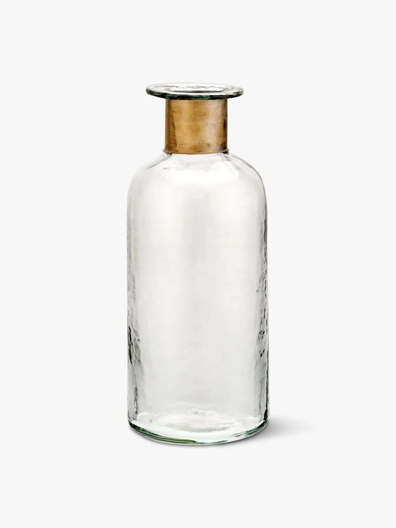 Small Hammered Bottle - Brass, Glass image