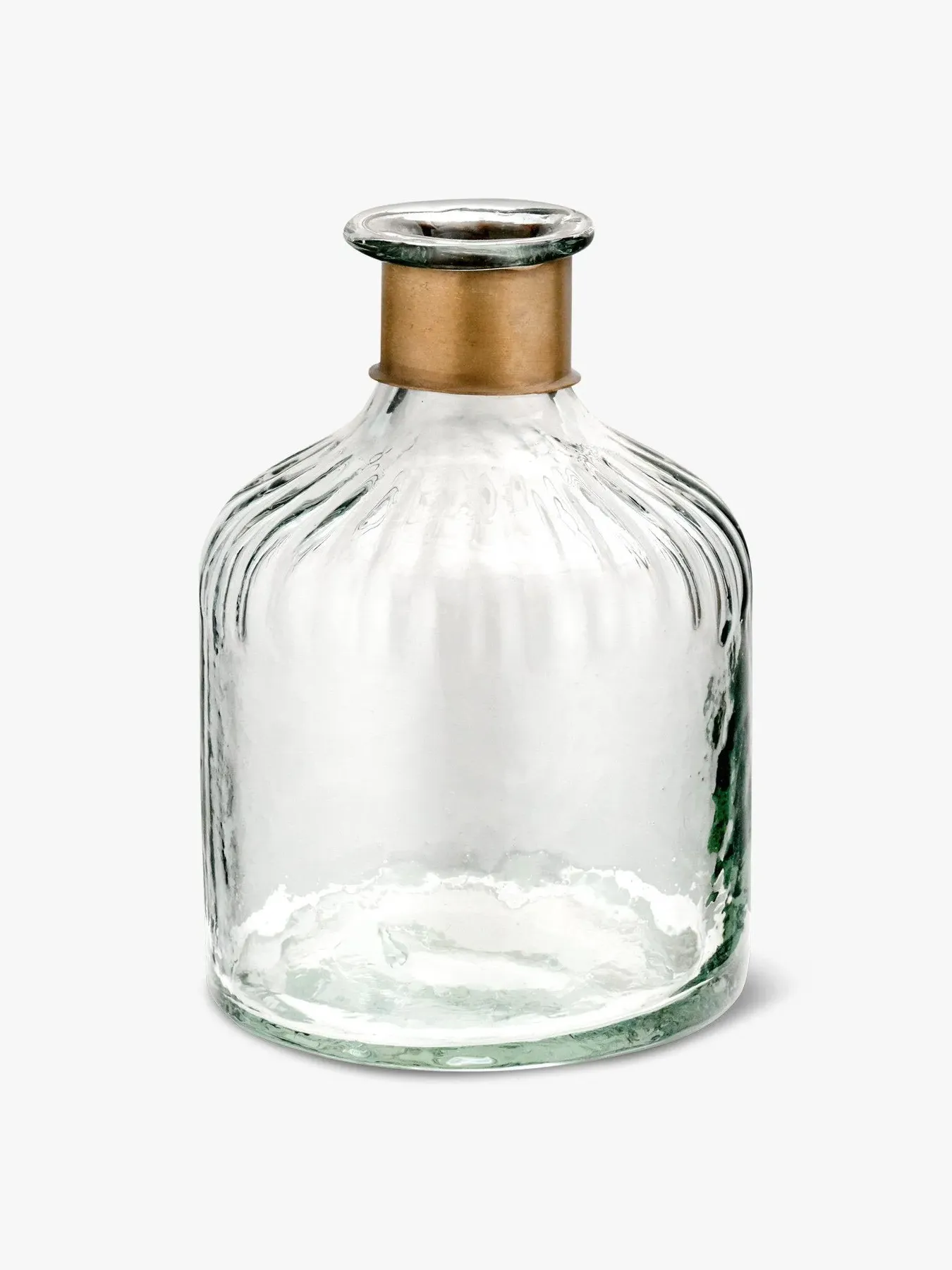Small Hammered Bottle with Lines - Brass, Glass image