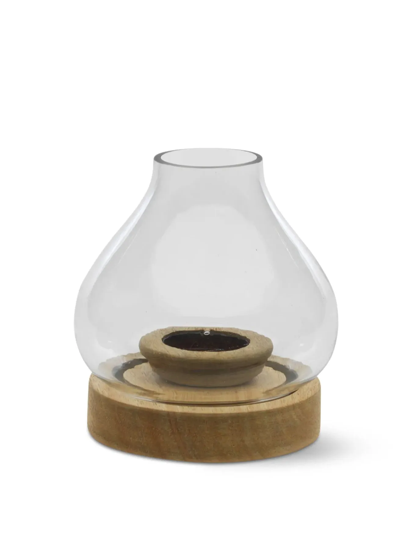 Small Lantern with Glass Bulb - Natural, Mango Wood image