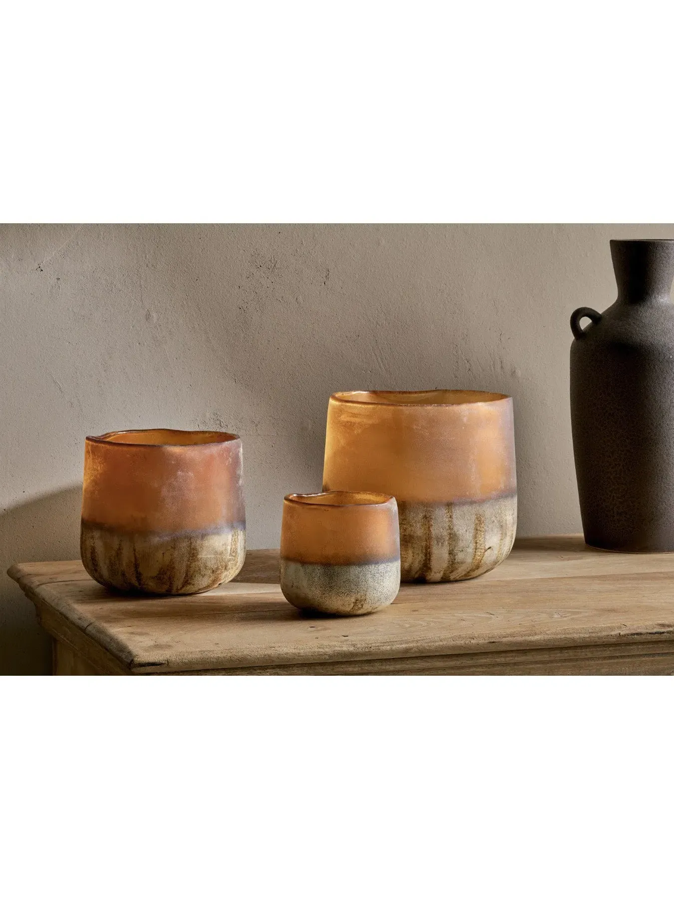 Small Tealight Holder - Amber, Recycled Glass