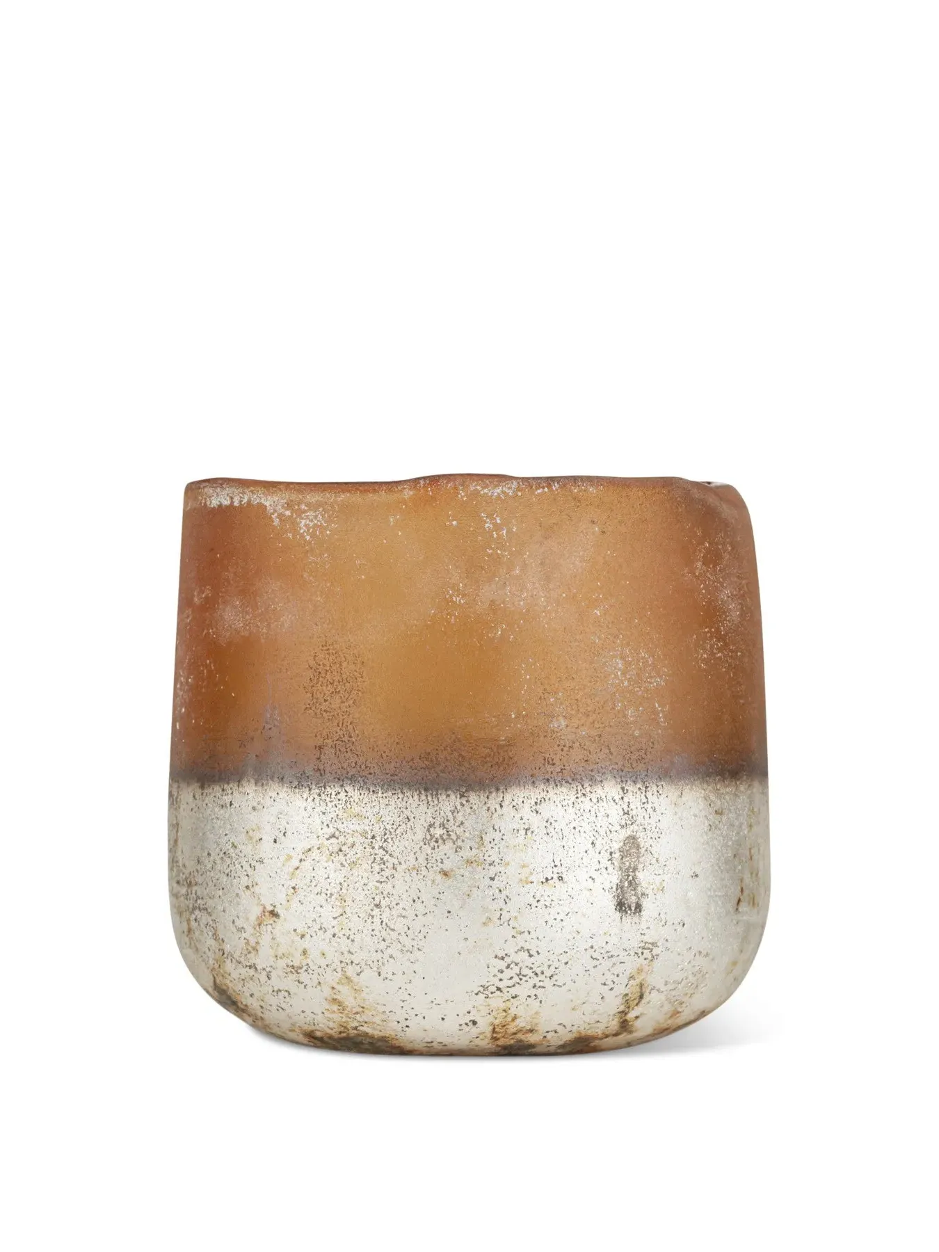 Small Tealight Holder - Amber, Recycled Glass image