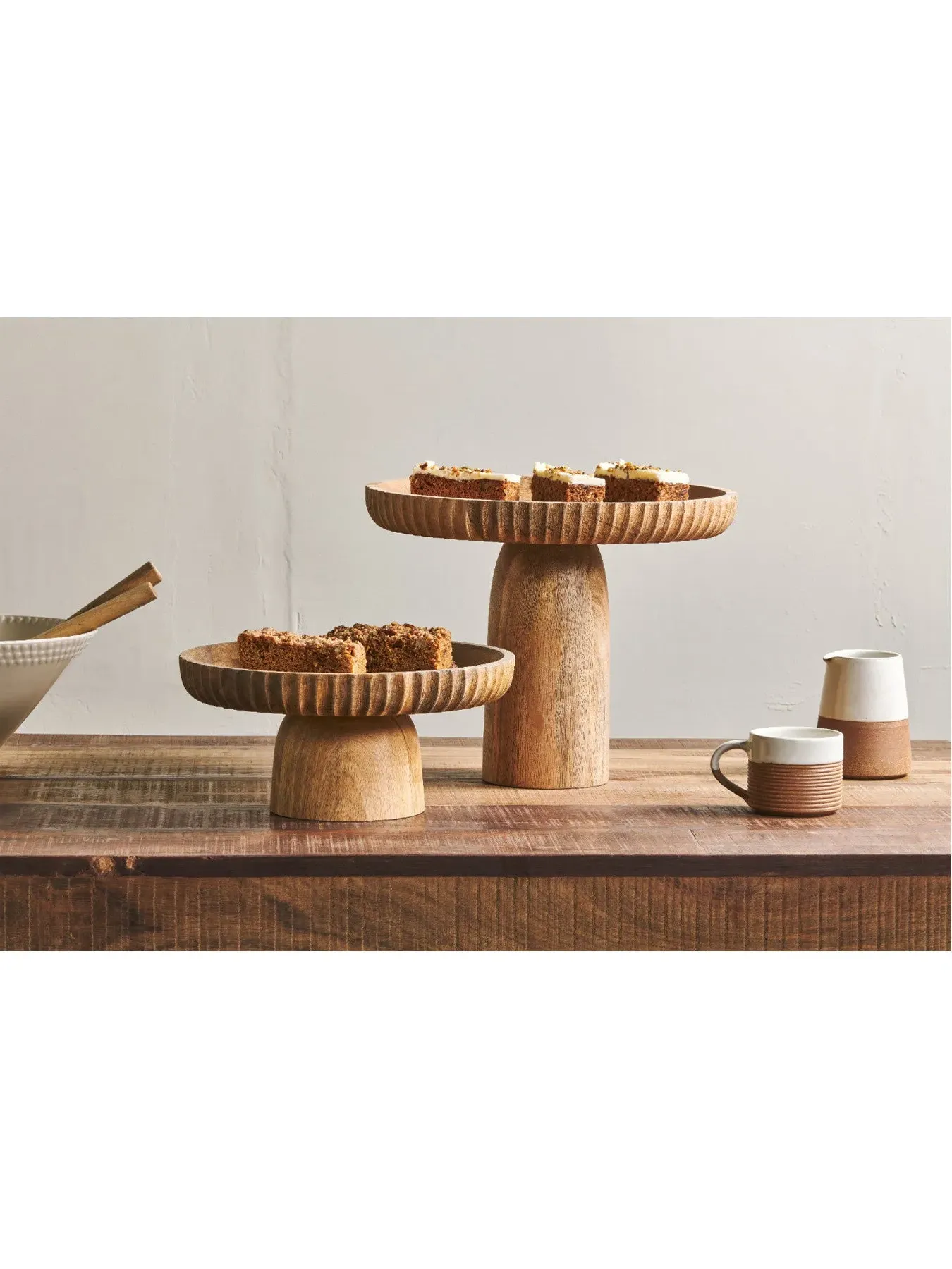 Small Wood Stand with Carved Edge - Natural, Mango