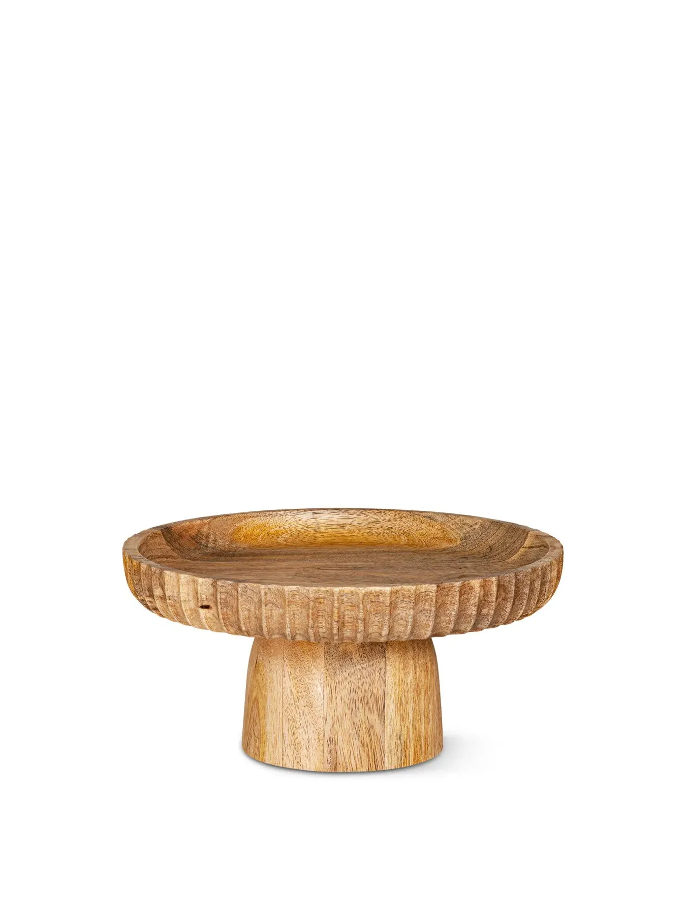 Small Wood Stand with Carved Edge - Natural, Mango image