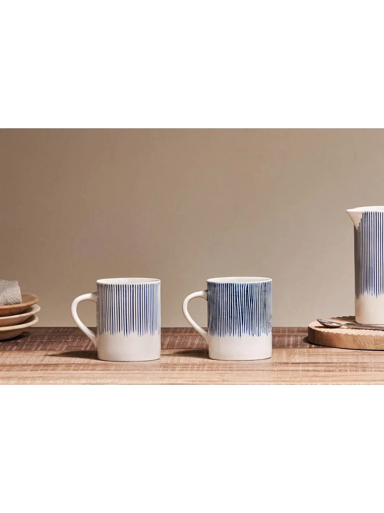 Tall Ceramic Mug Set of 2 - Blue, Ceramic