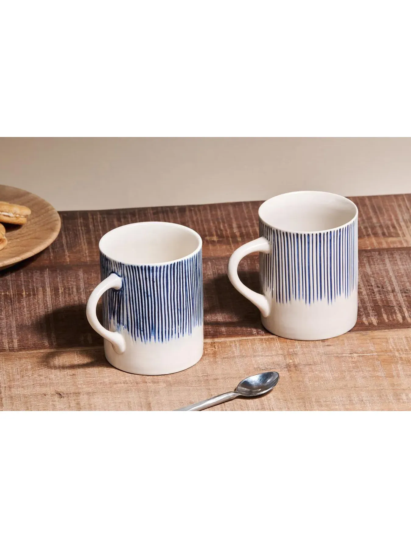 Tall Ceramic Mug Set of 2 - Blue, Ceramic