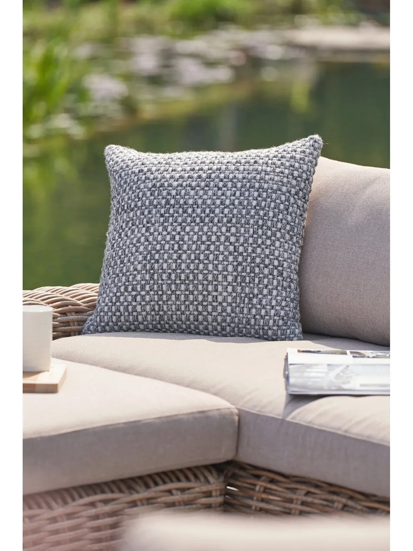 45cm Scatter Cushion Basket Weave - Graphite, Polyester