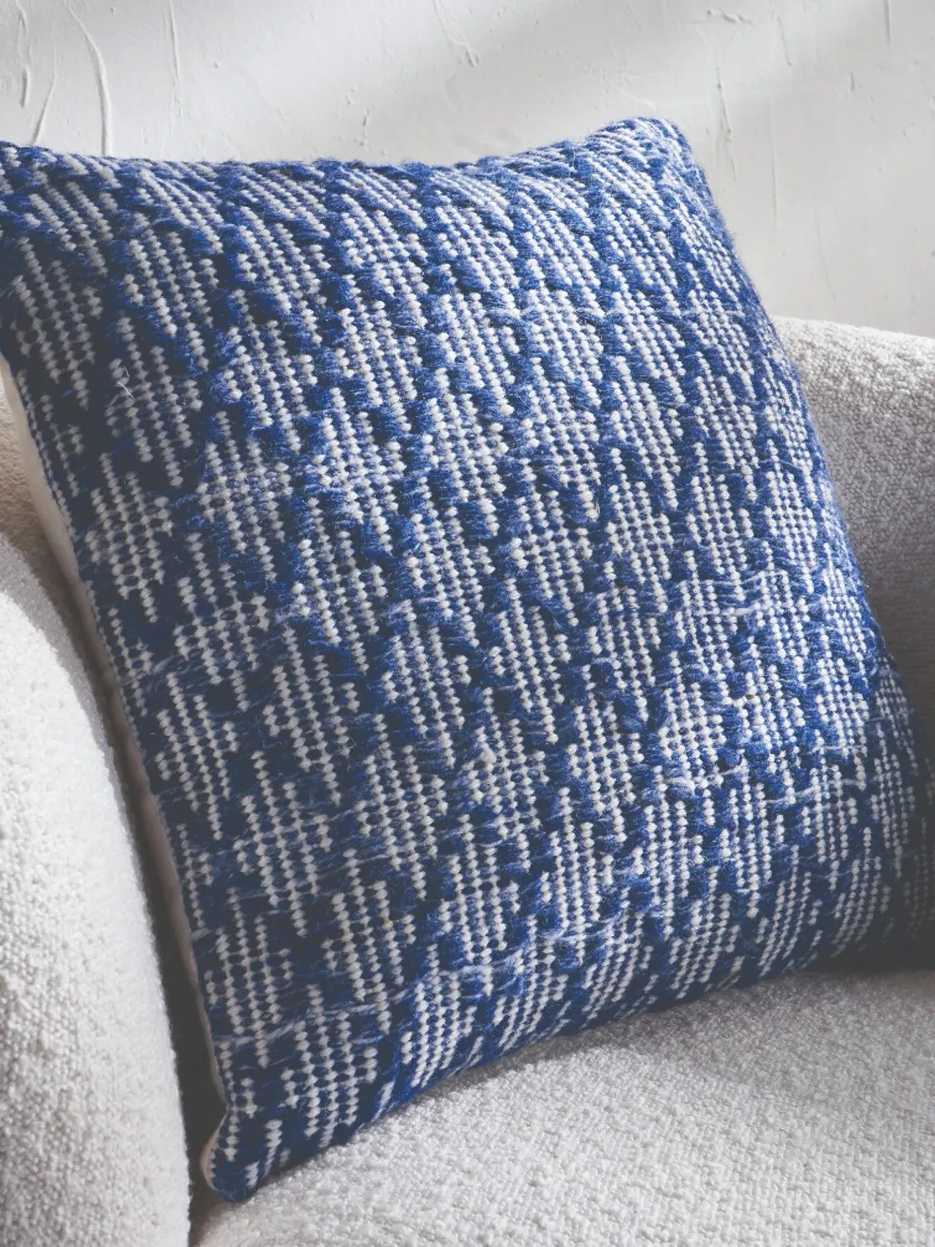 Square Scatter Cushion Ikat Design - Blue, Polyester