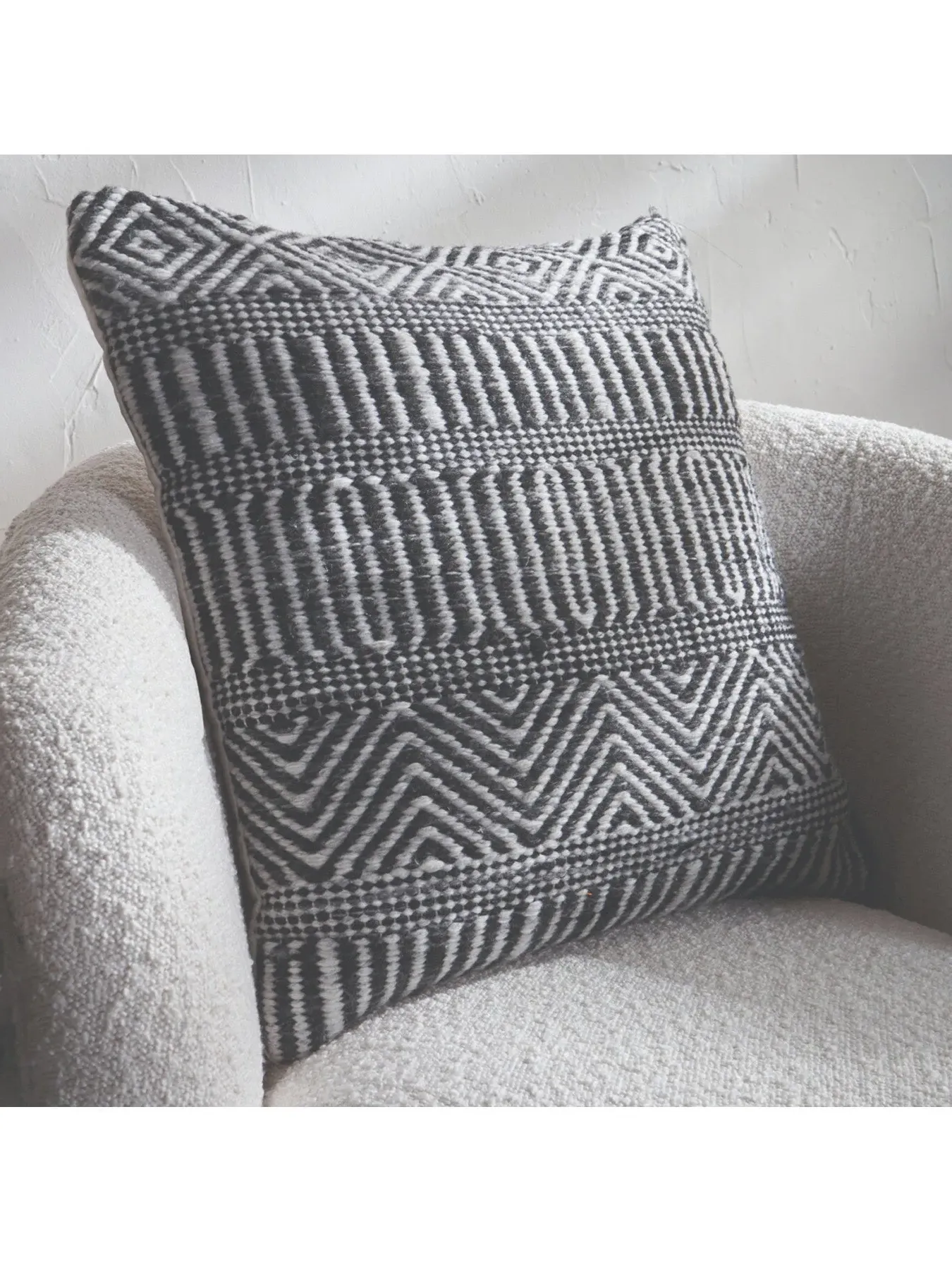 Square Scatter Cushion Inca Design - Black, Polyester
