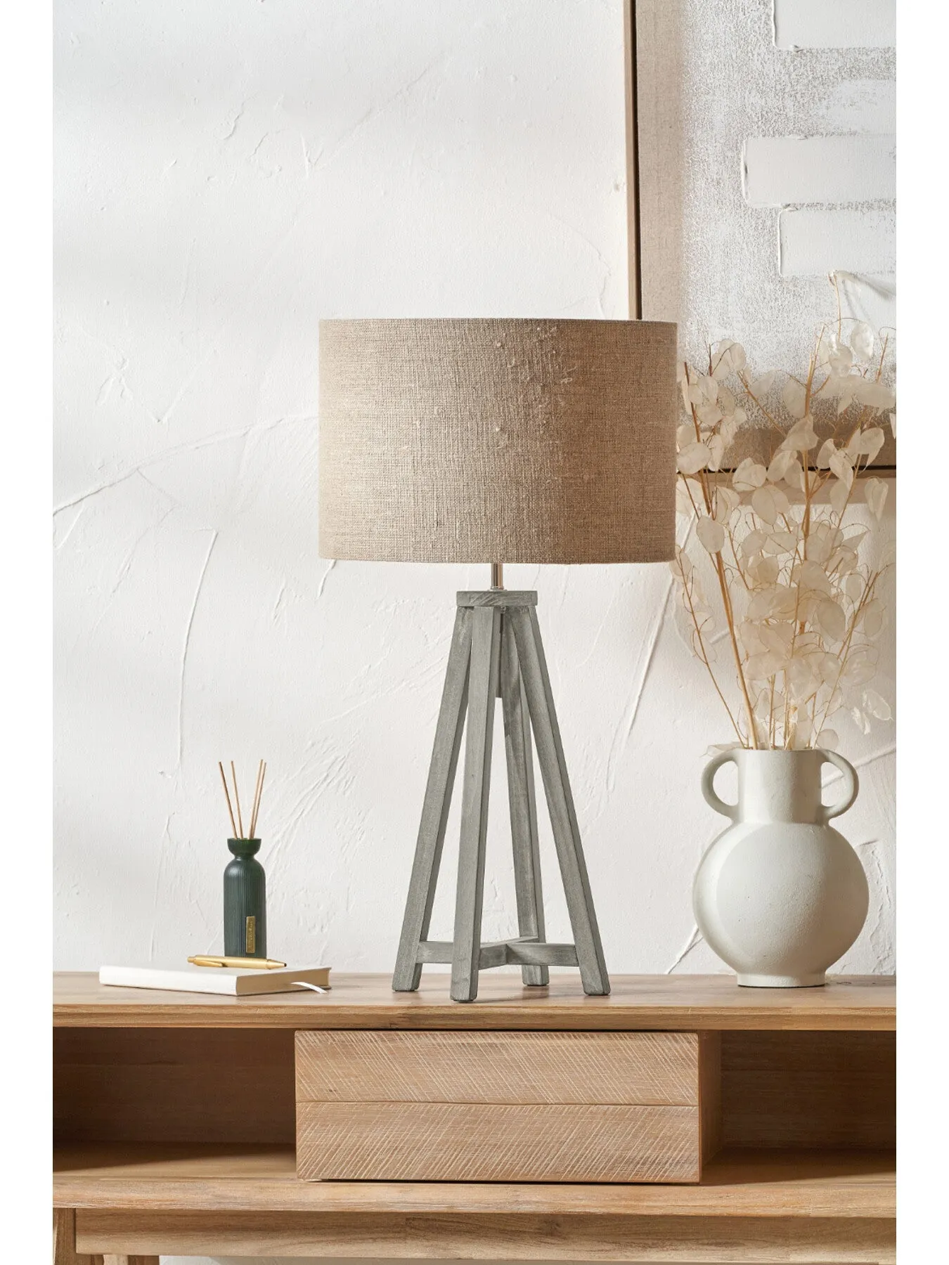 Tapered Table Lamp Base - Grey, Wood