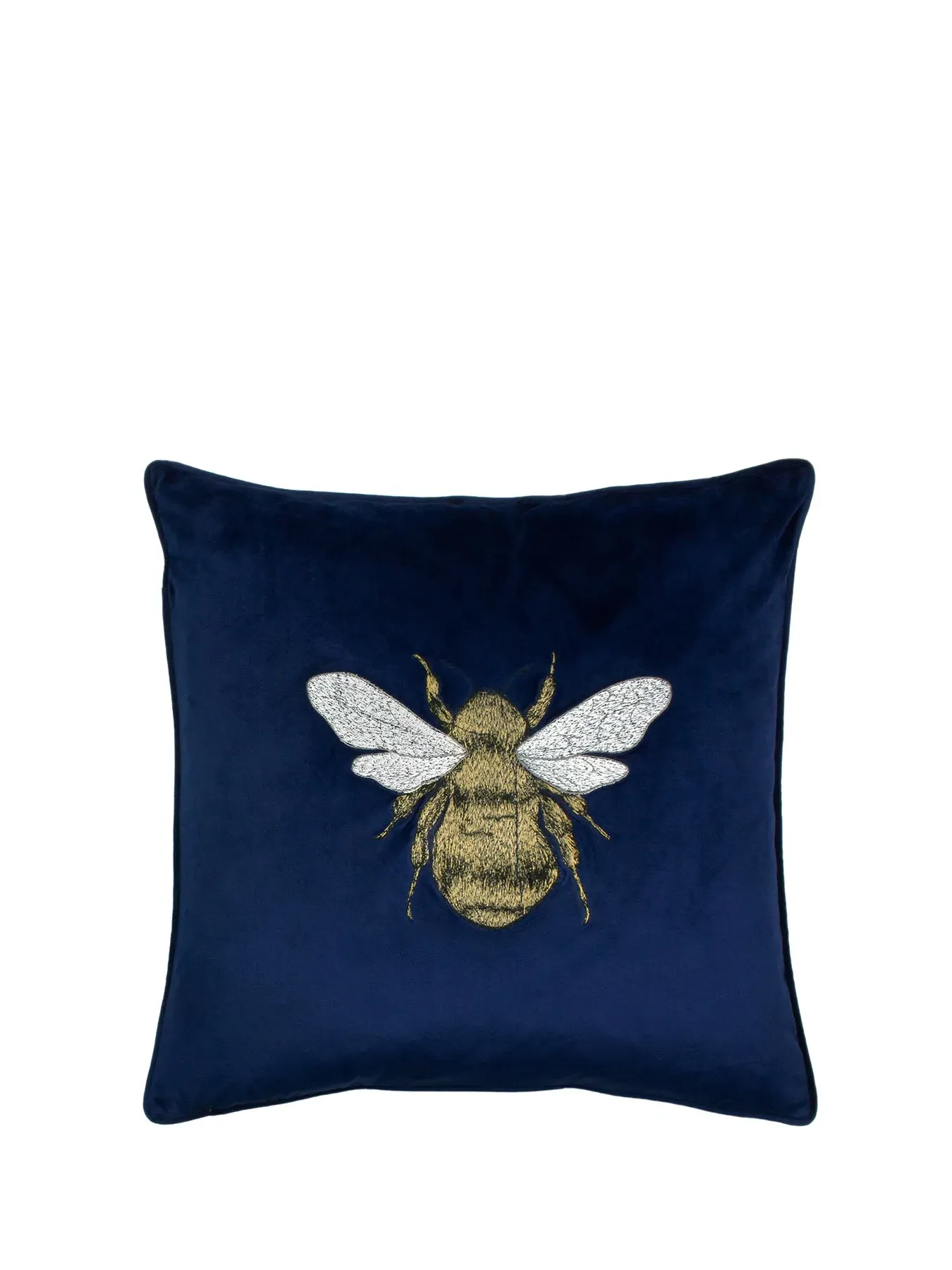 50cm Feather Cushion - Navy, Polyester